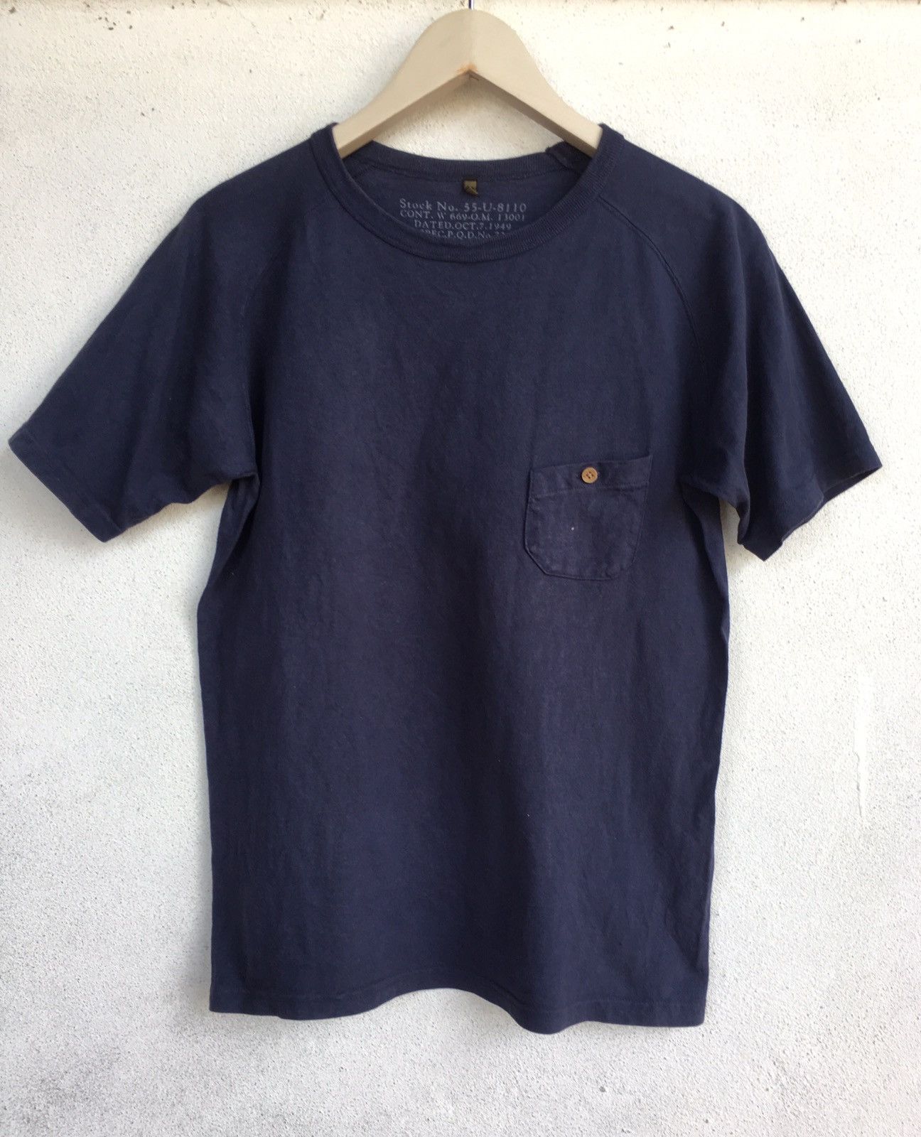 image of Nigel Cabourn Pocket Tee Army 1949 Style Reissue in Blue, Men's (Size Small)