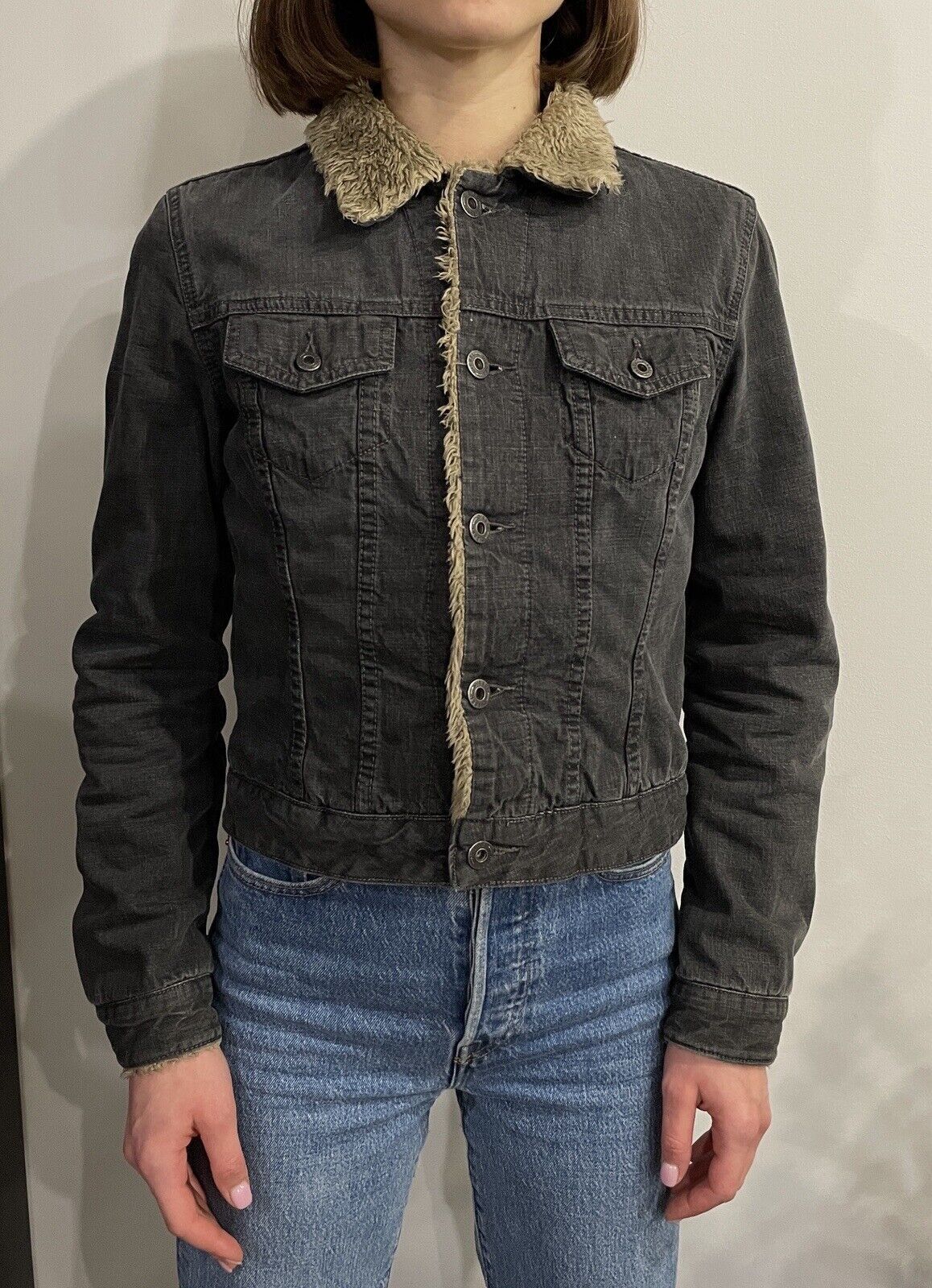 Collar Diesel Sherpa Denim Jacket Vintage Diesel Y2K Collared