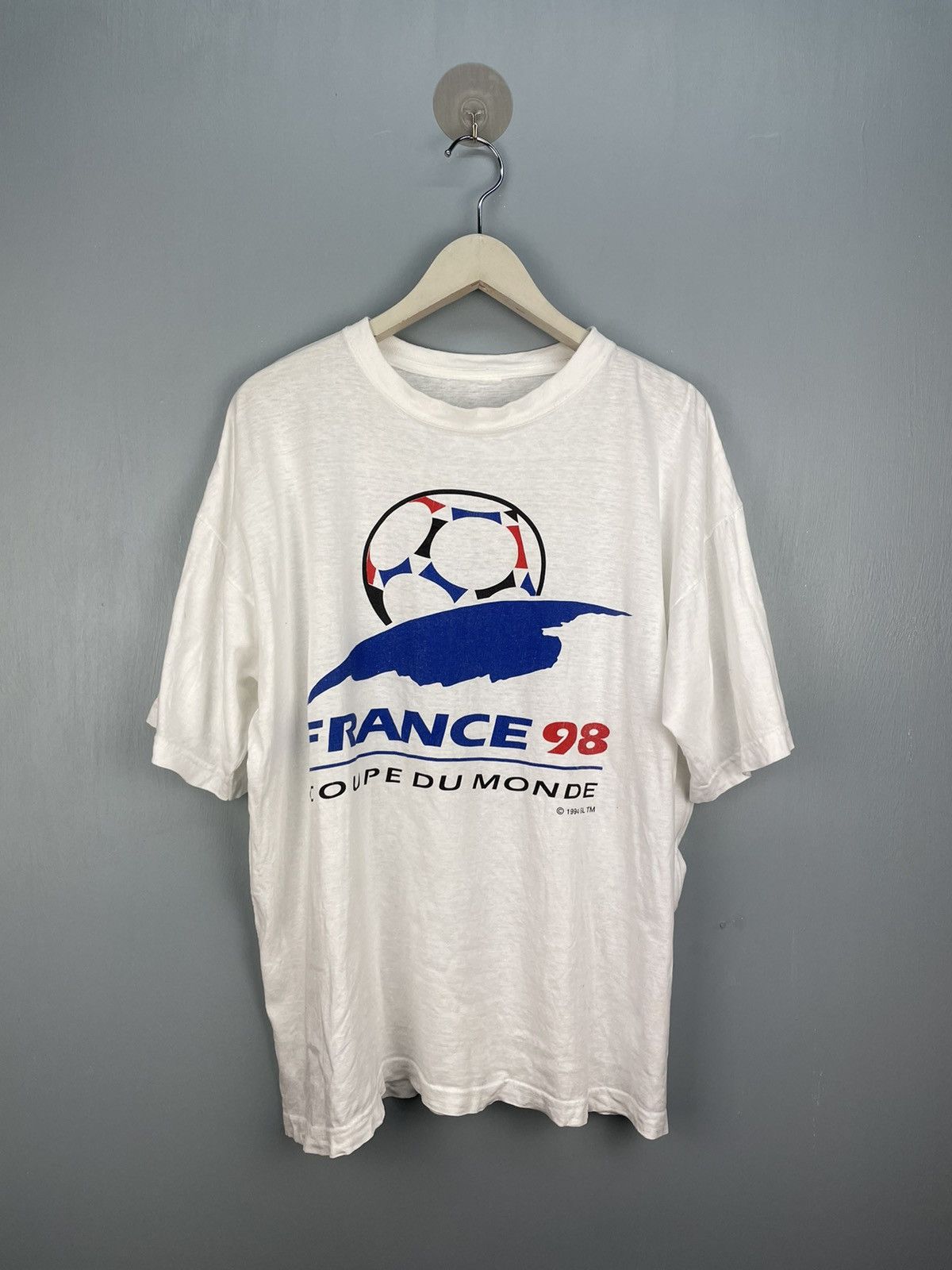 image of Fifa World Cup x Vintage 90's France 98 World Cup T Shirt in White, Men's (Size XL)