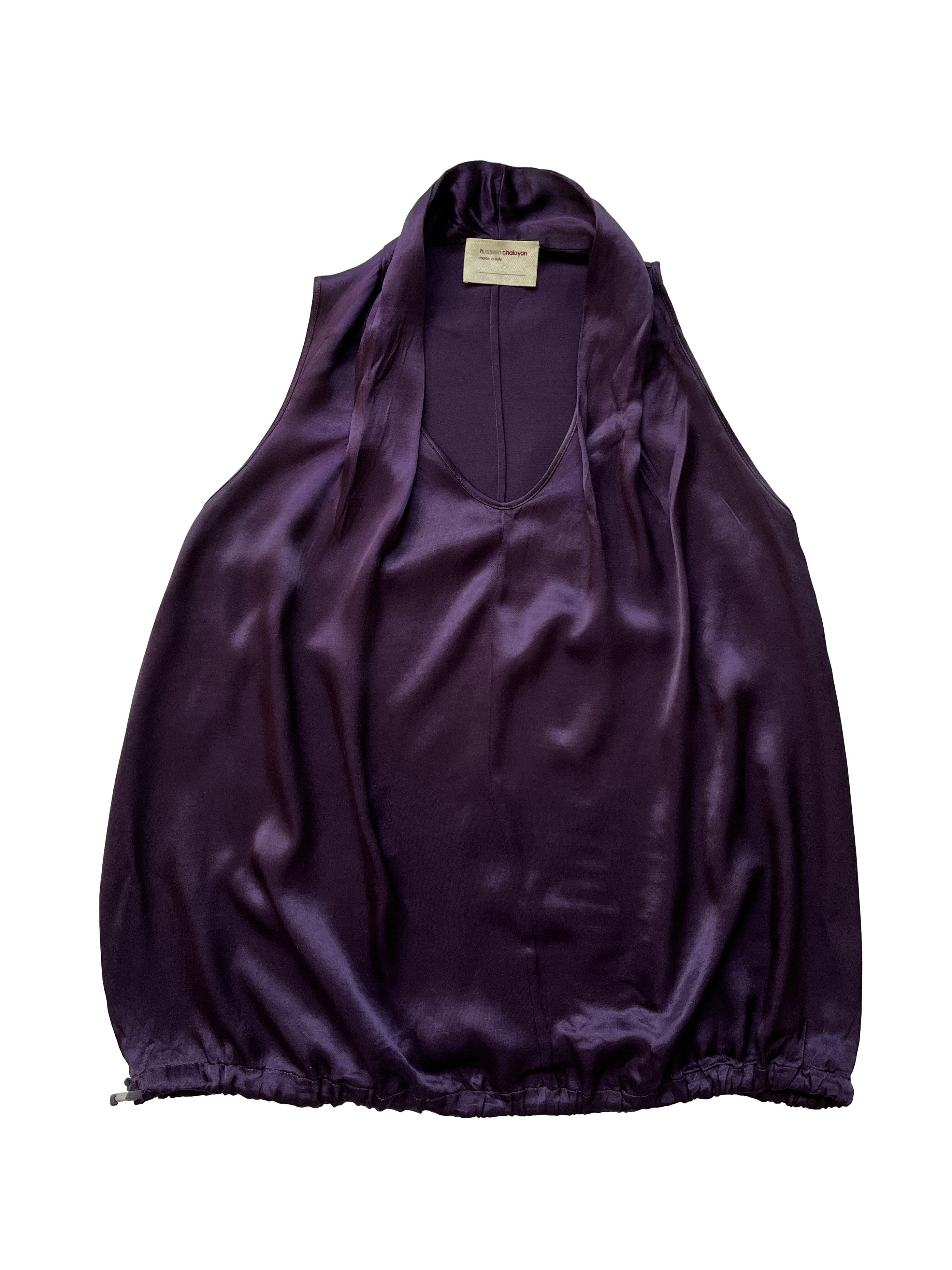 Hussein Chalayan ⚡️QUICK SALE⚡️Hussein Chalayan Purple Satin Sleeveless Top Size M / US 6-8 / IT 42-44 - 1 Thumbnail