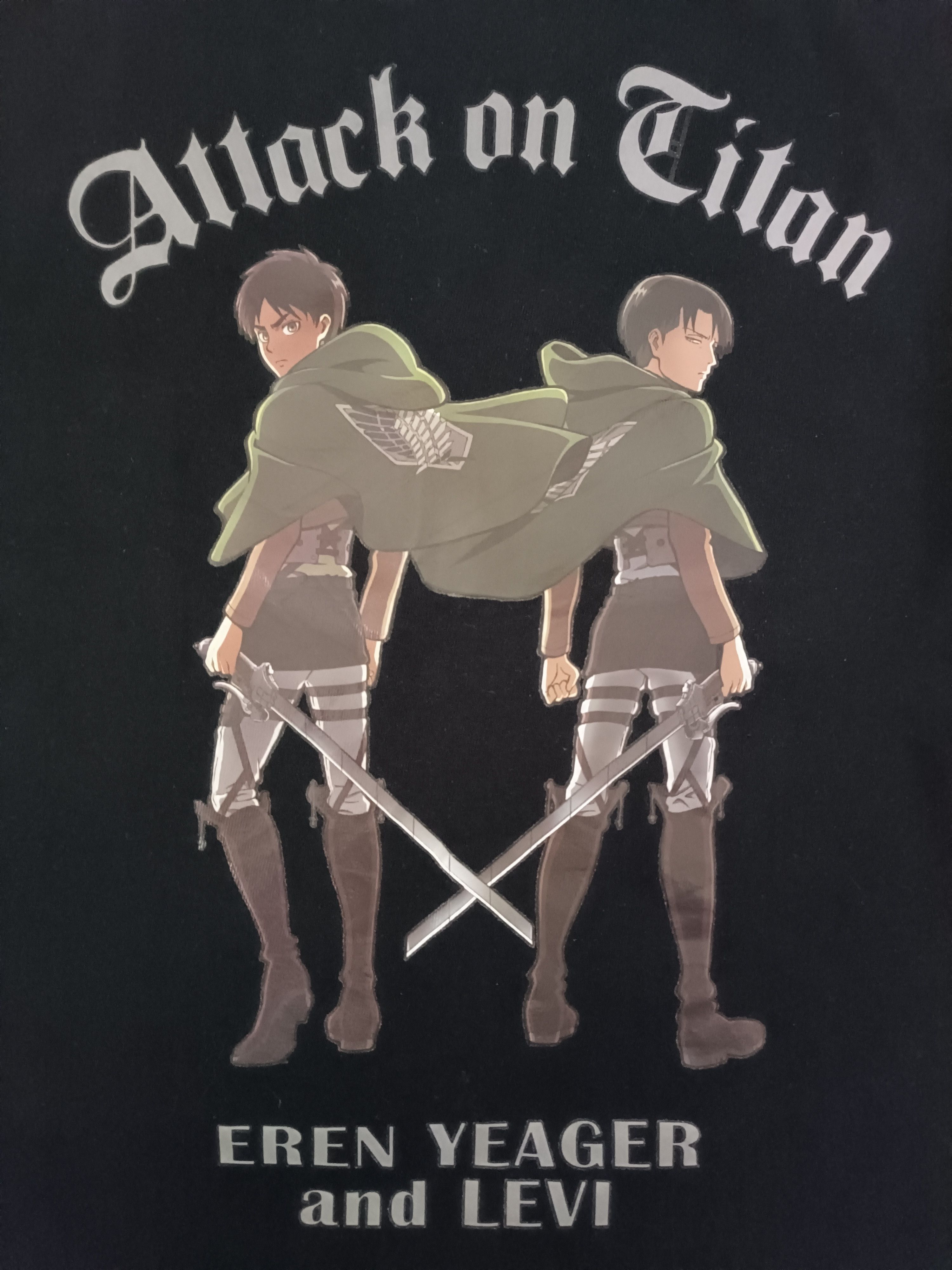 Anime Anime Attack On Titan - Eren Yeager and Levi Tee Shirt Size US L / EU 52-54 / 3 - 7 Thumbnail