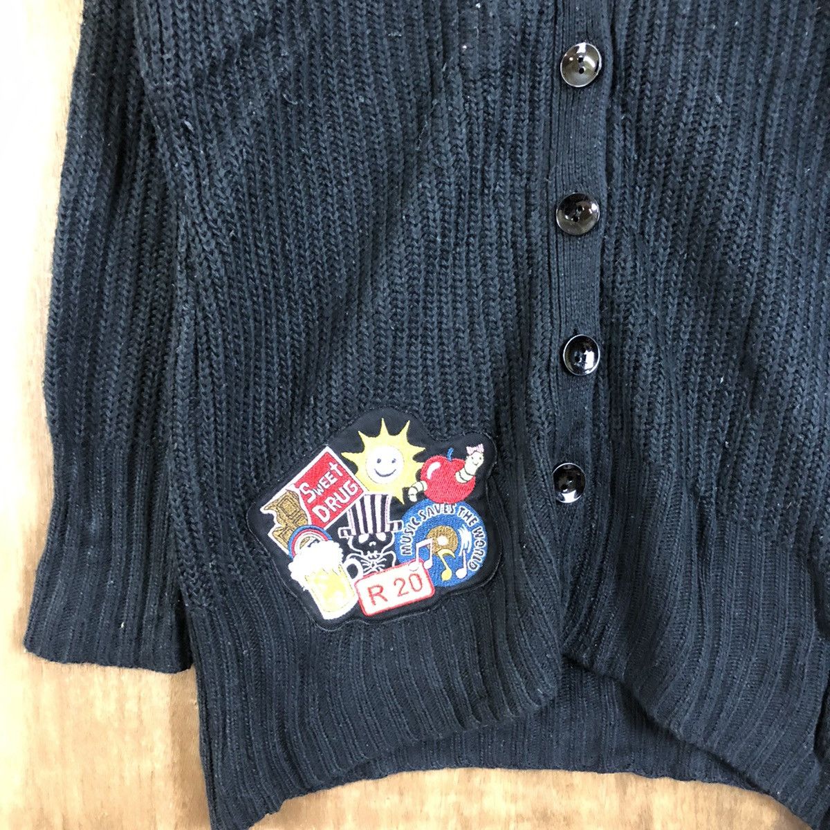 Aran Isles Knitwear × Japanese Brand Peach John Black Cardigan Knitwear #069 Size US M / EU 48-50 / 2 - 4 Thumbnail
