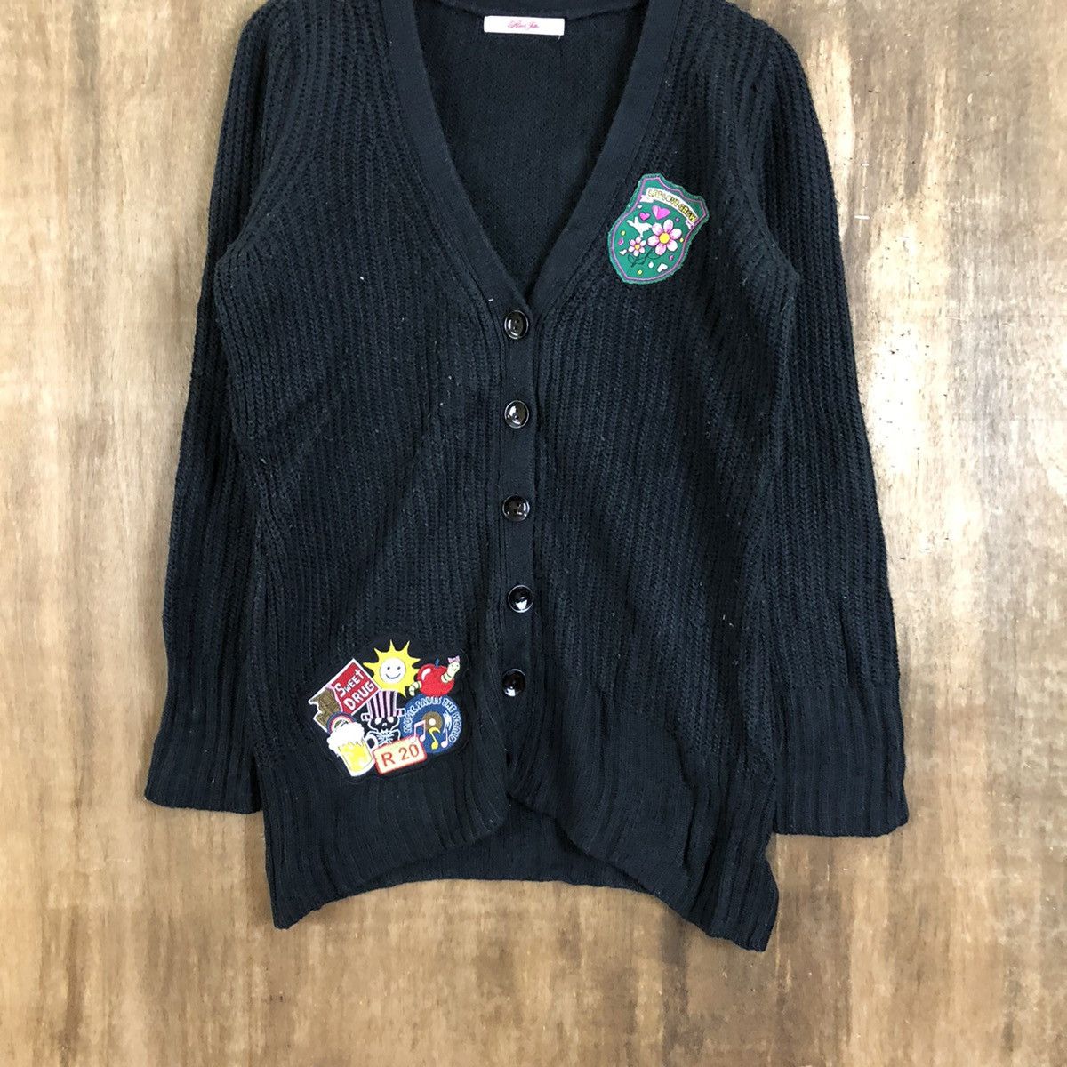 Aran Isles Knitwear × Japanese Brand Peach John Black Cardigan Knitwear #069 Size US M / EU 48-50 / 2 - 3 Thumbnail