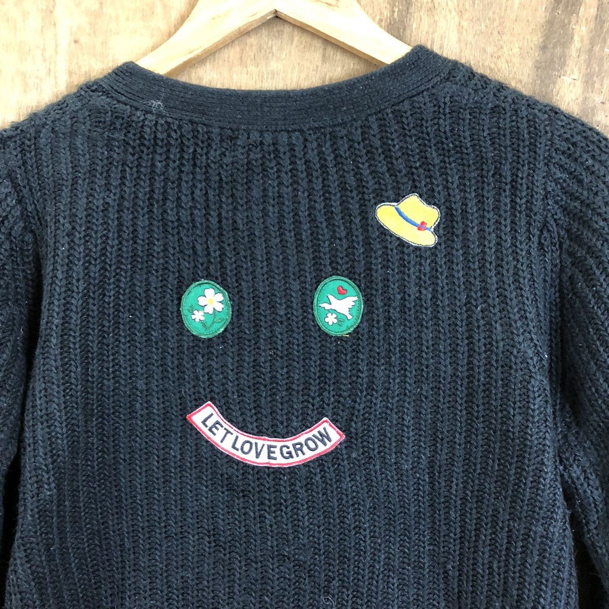 Aran Isles Knitwear × Japanese Brand Peach John Black Cardigan Knitwear #069 Size US M / EU 48-50 / 2 - 8 Thumbnail