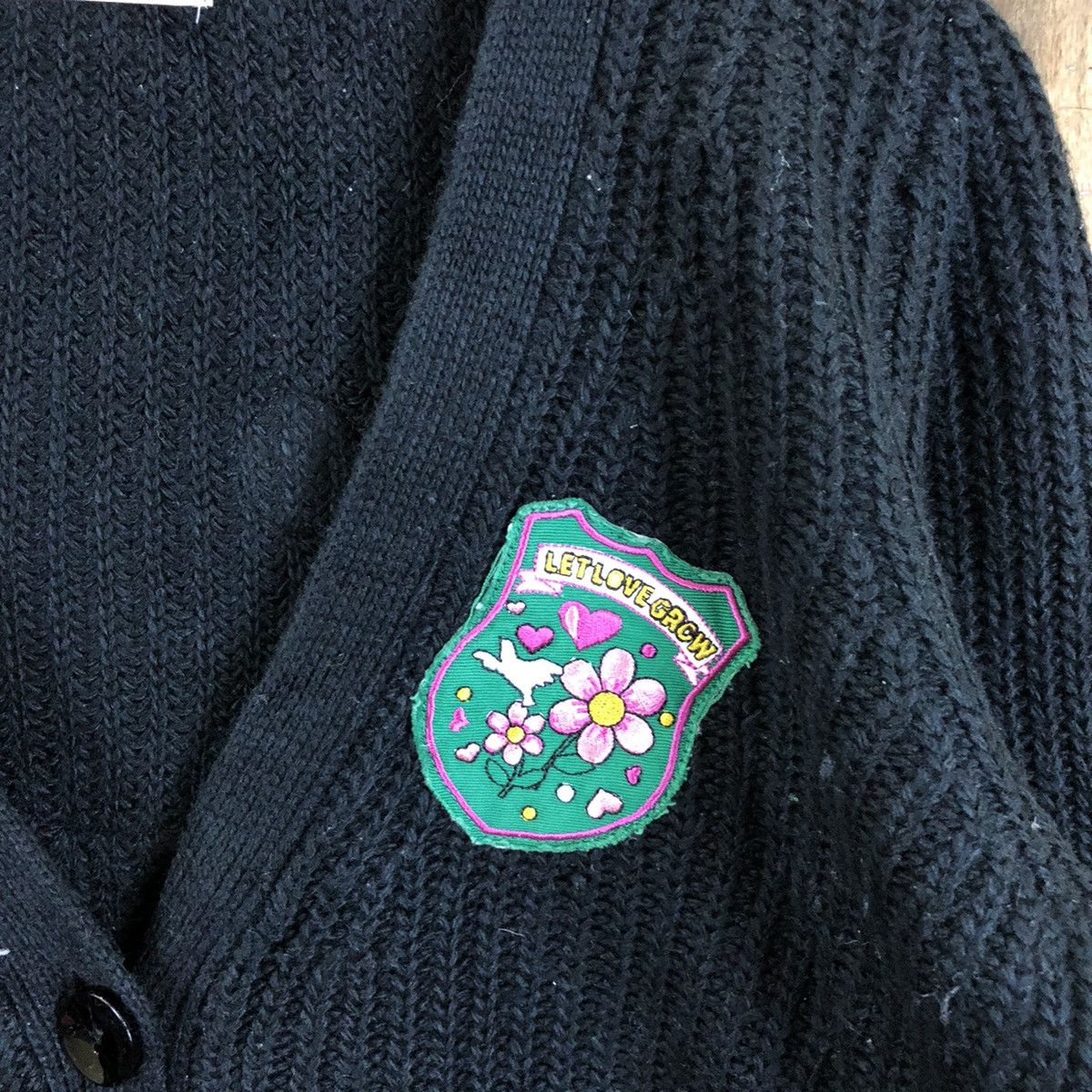 Aran Isles Knitwear × Japanese Brand Peach John Black Cardigan Knitwear #069 Size US M / EU 48-50 / 2 - 5 Thumbnail