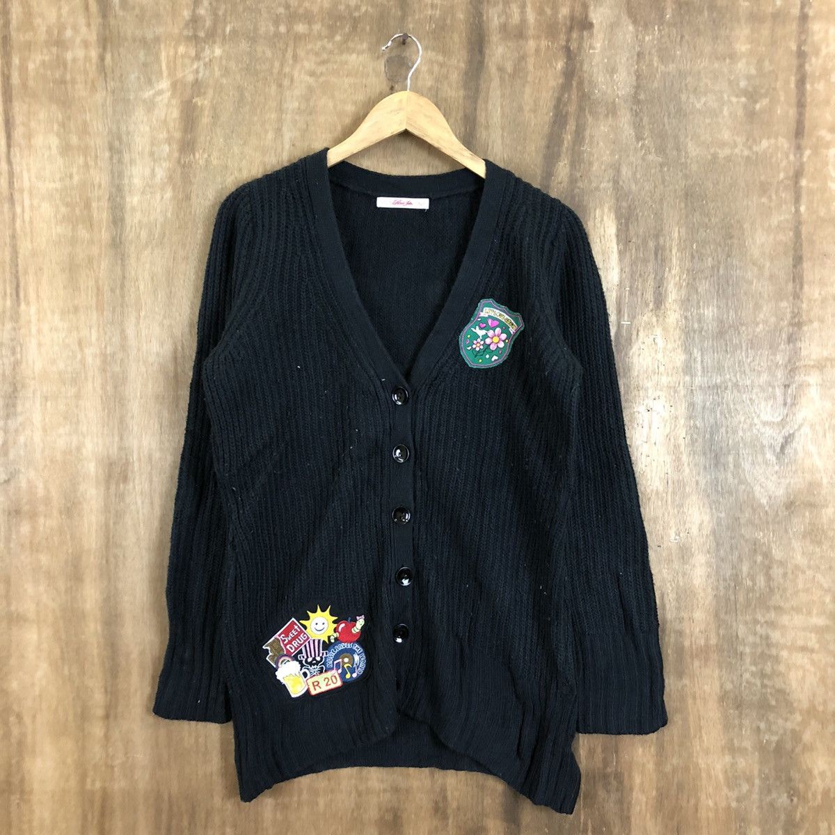 Aran Isles Knitwear × Japanese Brand Peach John Black Cardigan Knitwear #069 Size US M / EU 48-50 / 2 - 1 Thumbnail