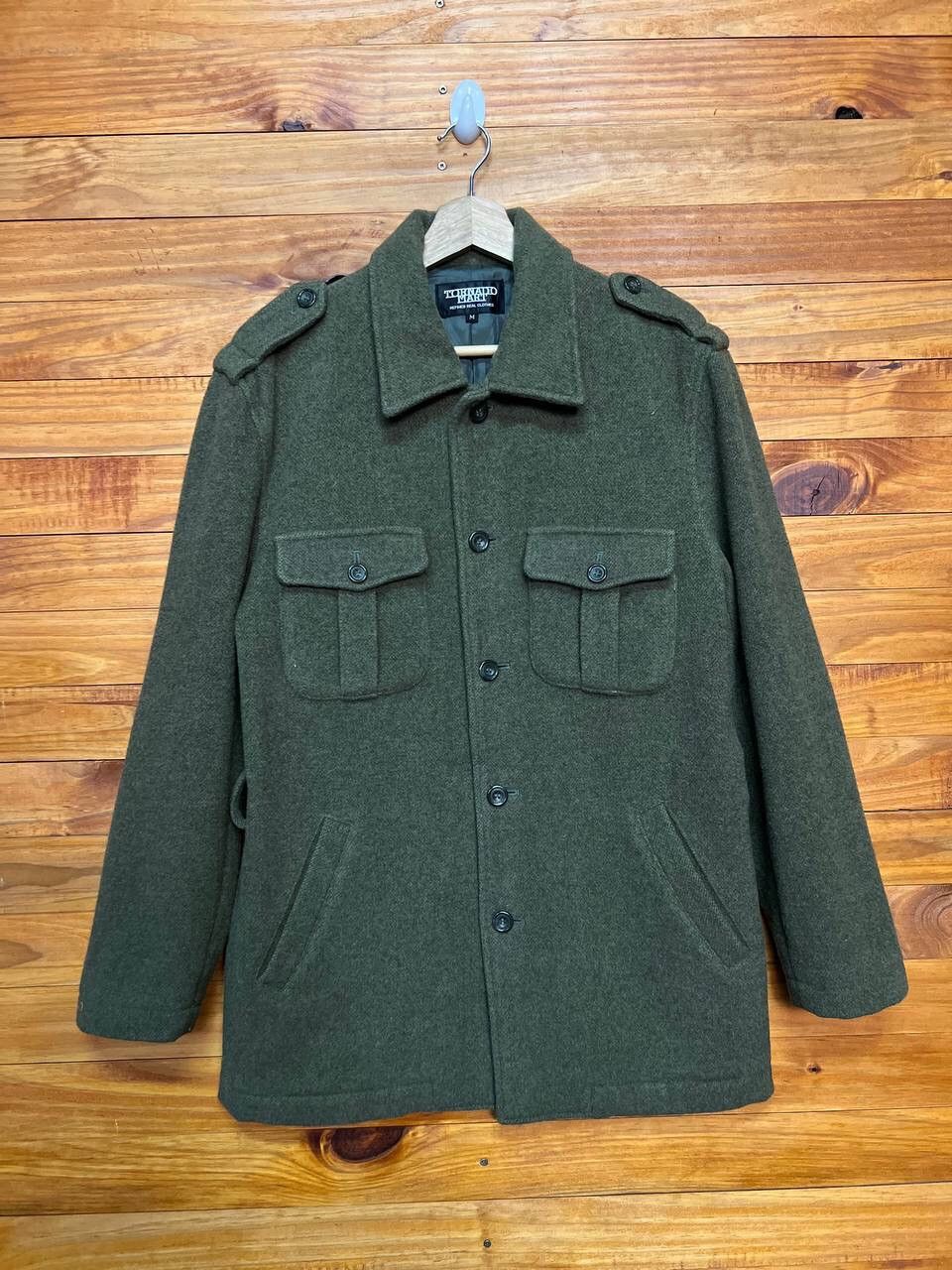 image of Tornado Mart Refined Real Clothes Wool Jacket in Army Green, Men's (Size Medium)
