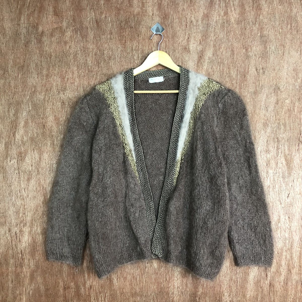 Aran Isles Knitwear Brigitte Brown Handknitted Mohair Cardigan Knitwear #0415 Size US M / EU 48-50 / 2 - 3 Thumbnail