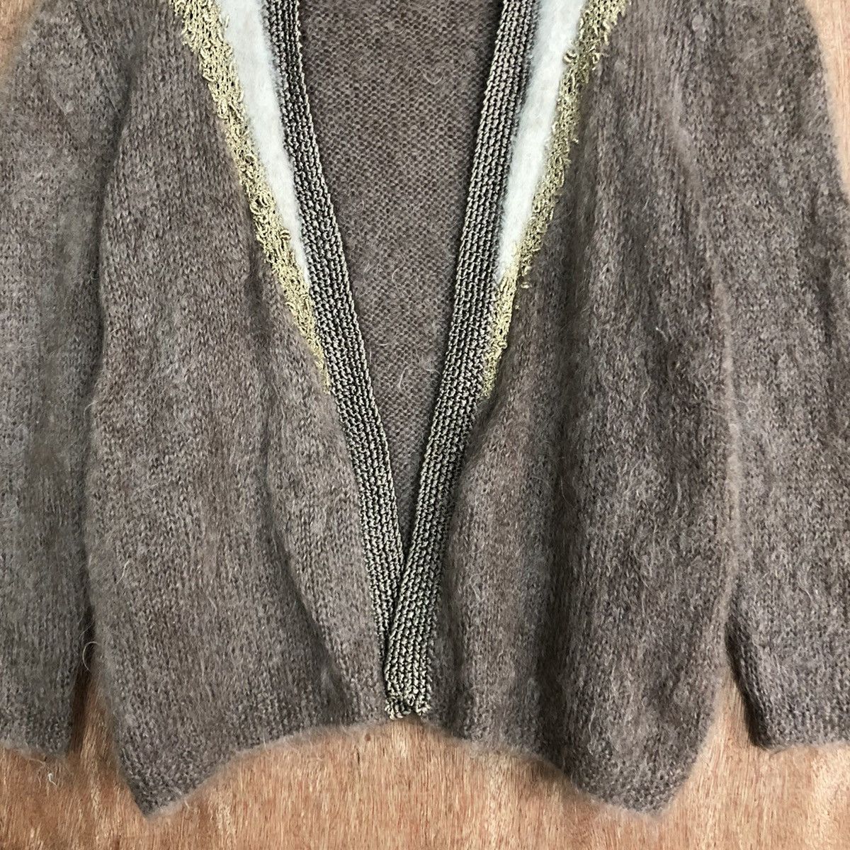 Aran Isles Knitwear Brigitte Brown Handknitted Mohair Cardigan Knitwear #0415 Size US M / EU 48-50 / 2 - 8 Thumbnail