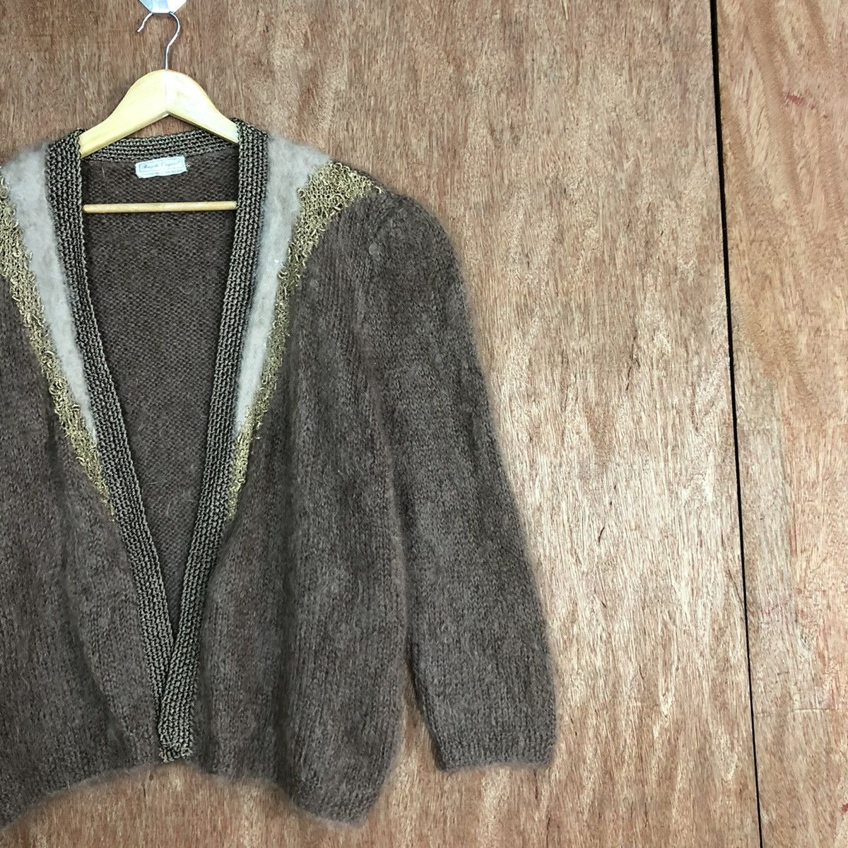 Aran Isles Knitwear Brigitte Brown Handknitted Mohair Cardigan Knitwear #0415 Size US M / EU 48-50 / 2 - 5 Thumbnail