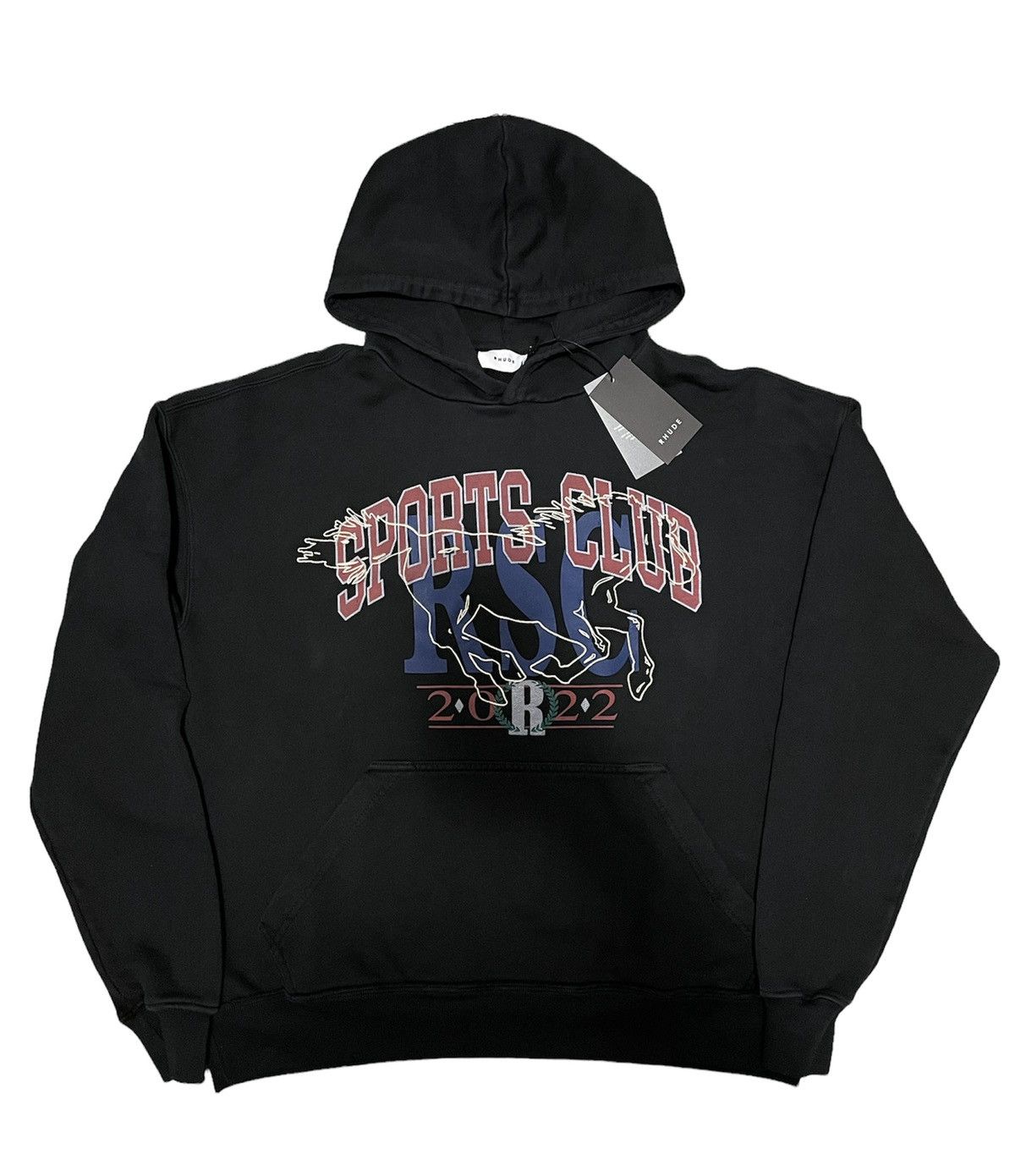 Image of Rhude sporty Logo Hoodie in Black, Men's (Size XS)