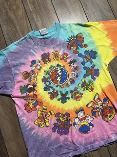 Liquid Blue Grateful Dead Parachute Bears Greg Genrich Tie Dye T-Shirt - Size Large