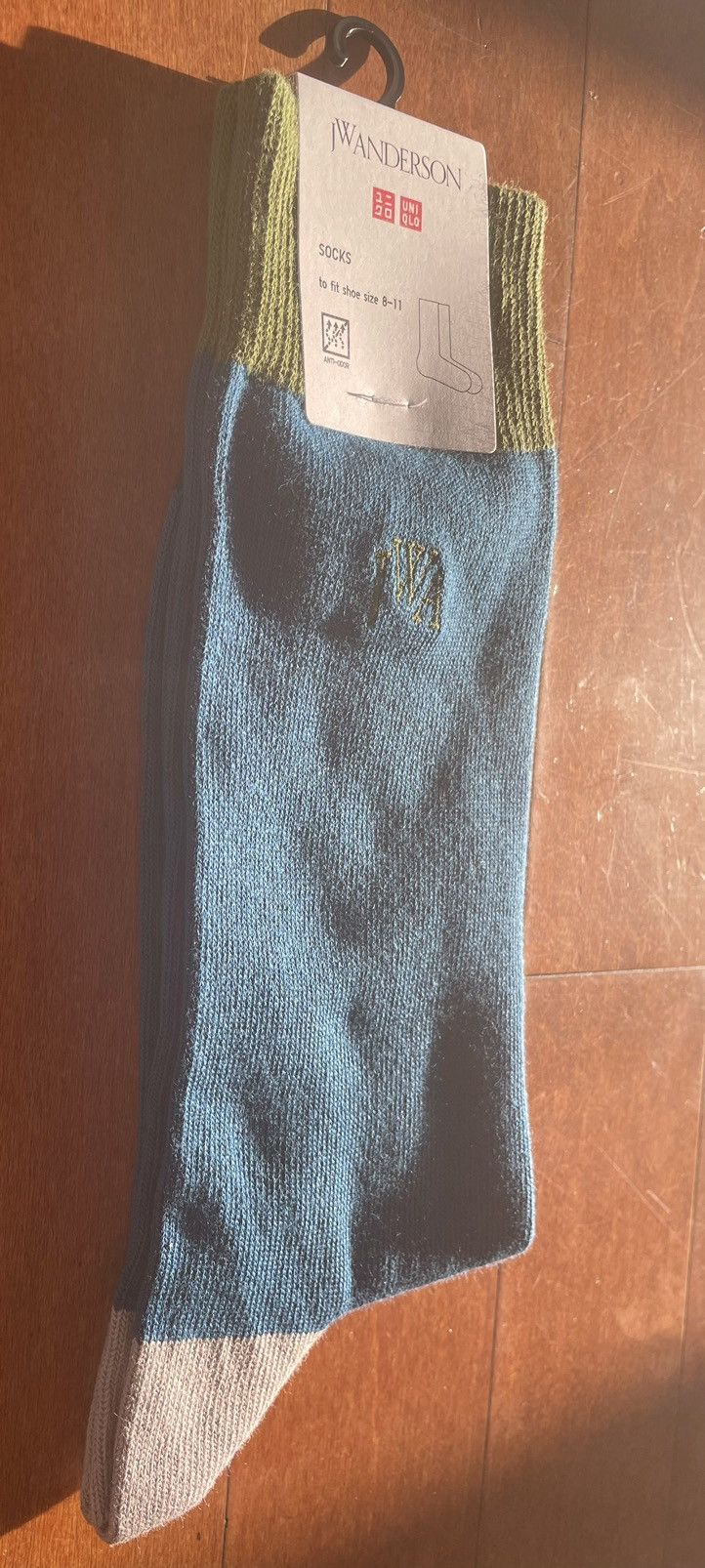 JW Anderson × Uniqlo Blue Color Block Socks Dress Crew Striped Cotton Green Logo Size ONE SIZE - 11 Thumbnail