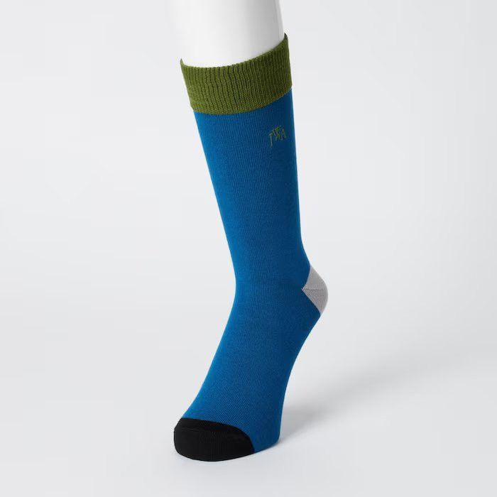 JW Anderson × Uniqlo Blue Color Block Socks Dress Crew Striped Cotton Green Logo Size ONE SIZE - 6 Thumbnail