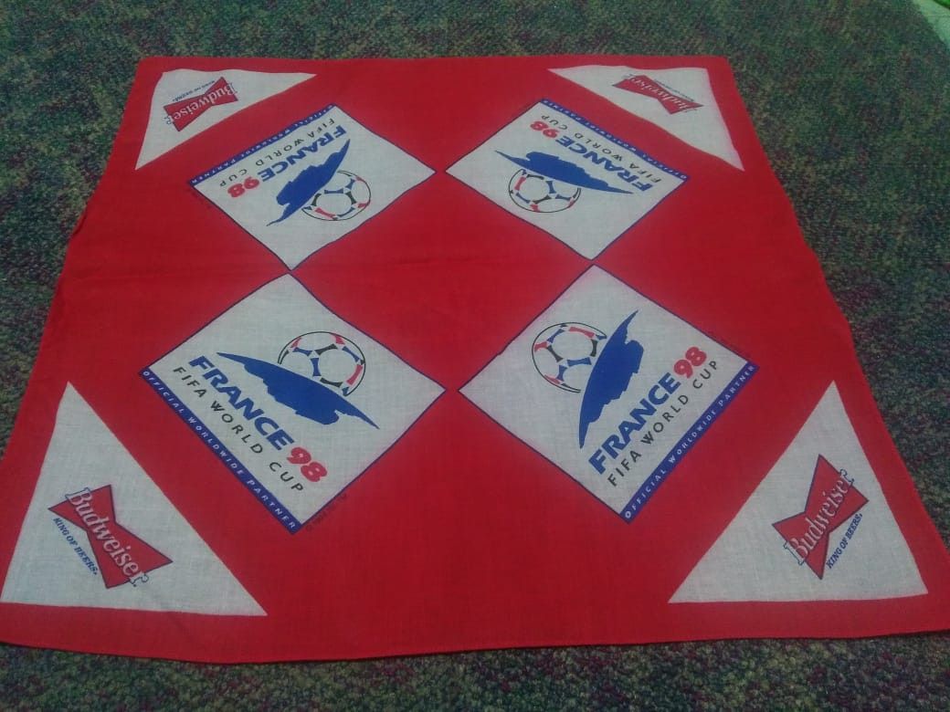 Budweiser × Vintage Vintage Budweiser World Cup 98 Bandana Handkerchief Size ONE SIZE - 1 Thumbnail
