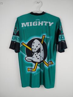 Vintage Anaheim Mighty Ducks Charlie Conway Hockey Jersey L 90s Fight Strap  Rare