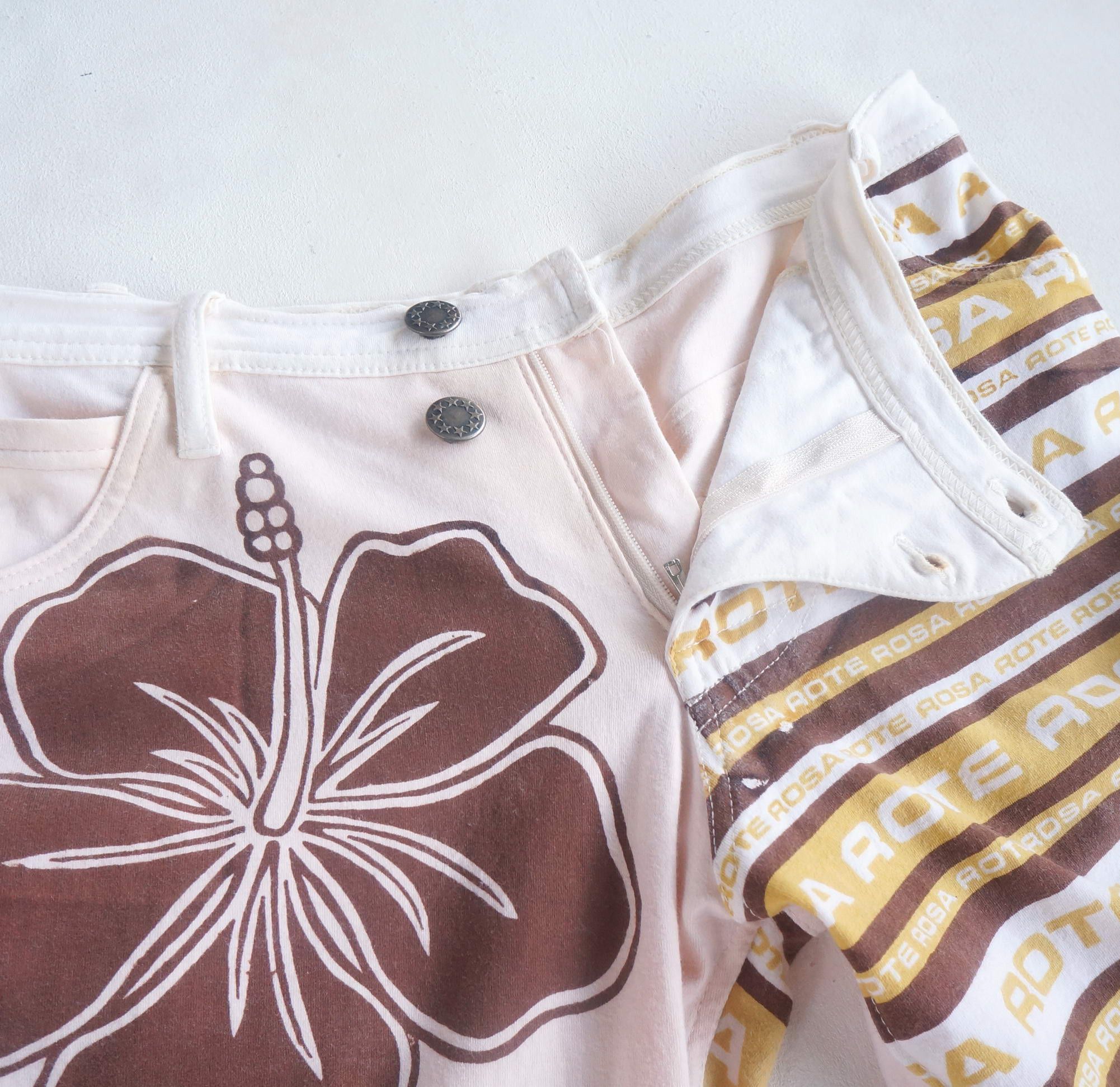 Japanese Brand ROTE ROSA Graphic Printed Low Rise Flare Cotton Pants Size 24" / US 00 / IT 34 - 6 Thumbnail