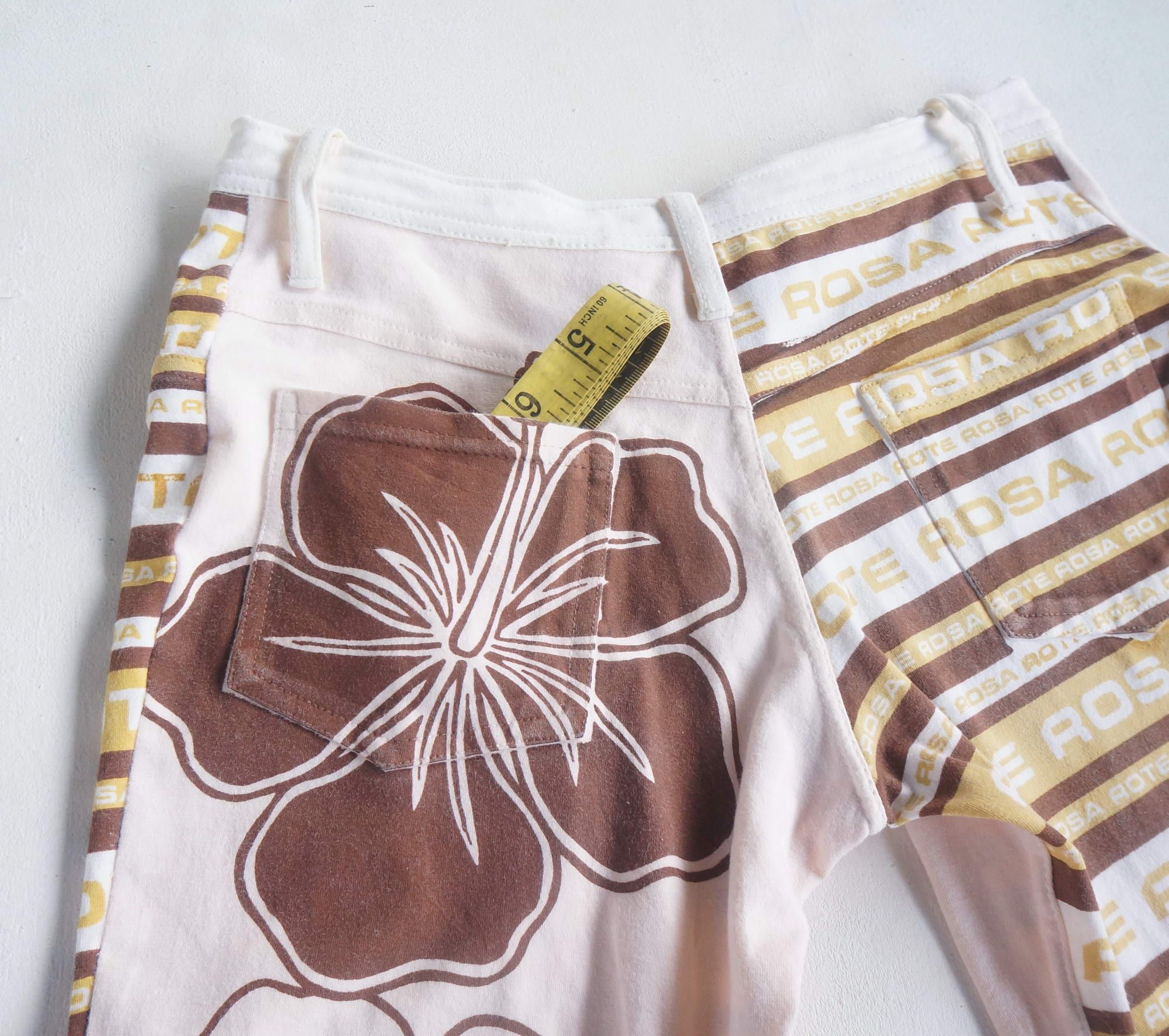 Japanese Brand ROTE ROSA Graphic Printed Low Rise Flare Cotton Pants Size 24" / US 00 / IT 34 - 8 Thumbnail