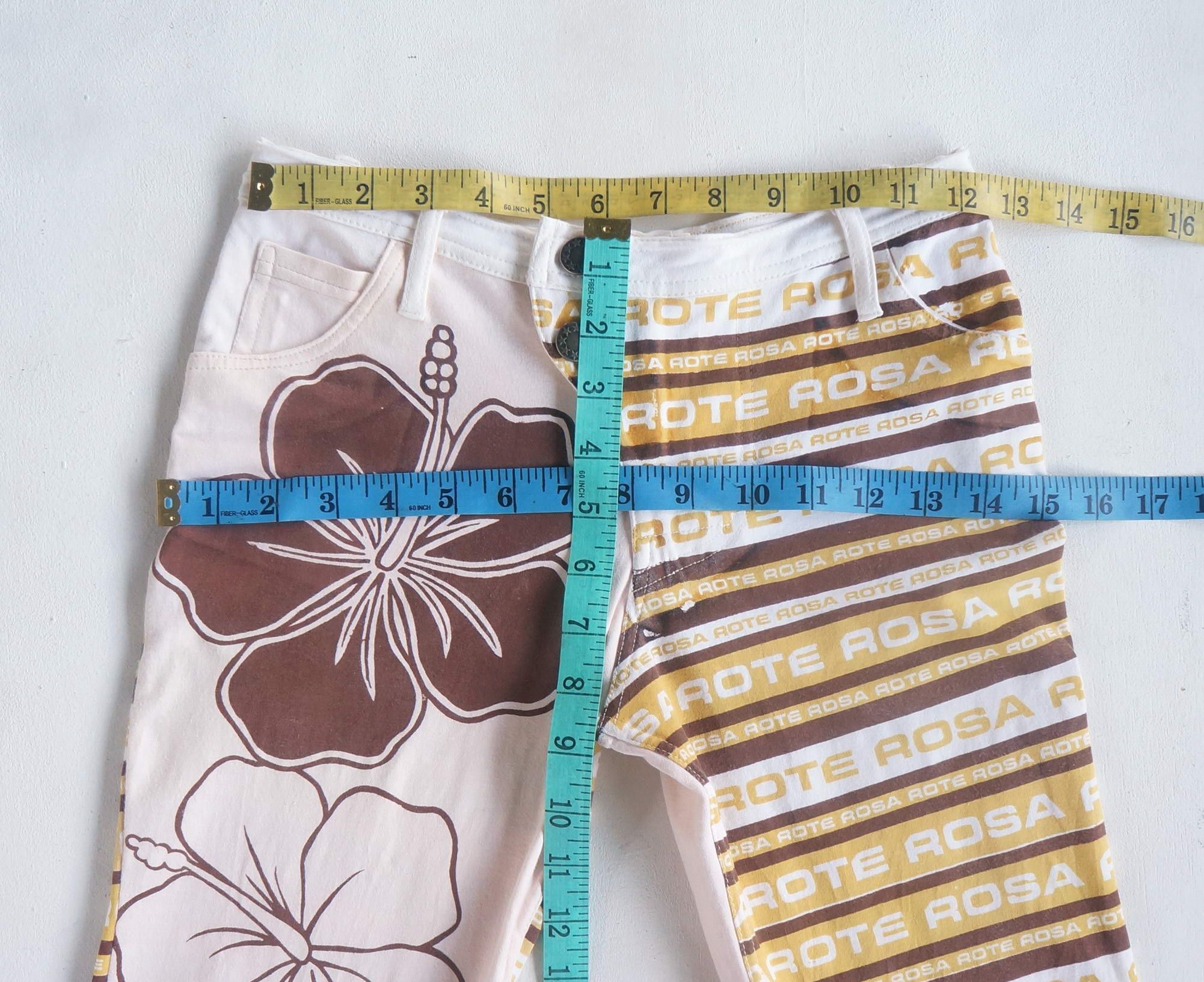Japanese Brand ROTE ROSA Graphic Printed Low Rise Flare Cotton Pants Size 24" / US 00 / IT 34 - 11 Thumbnail