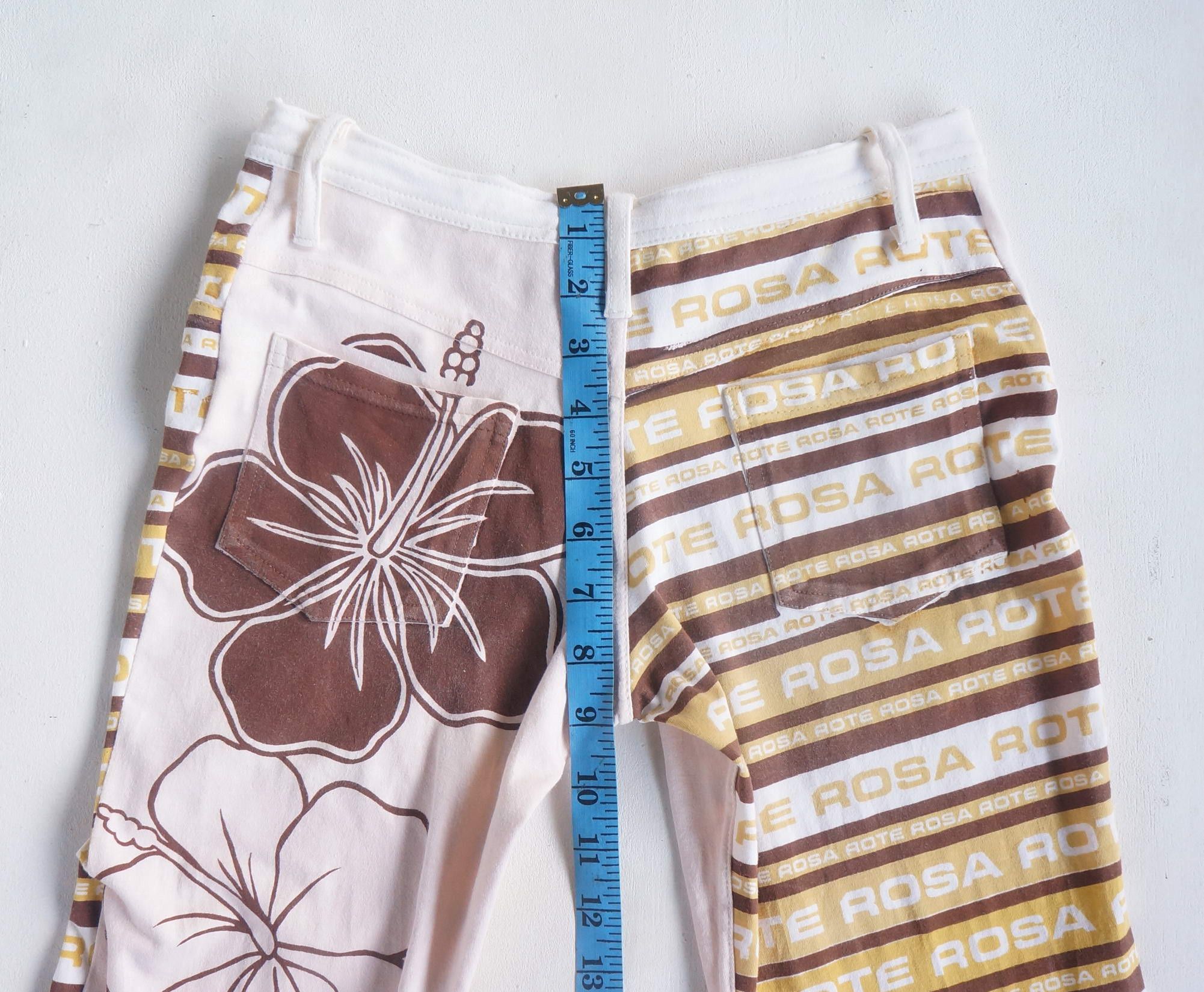 Japanese Brand ROTE ROSA Graphic Printed Low Rise Flare Cotton Pants Size 24" / US 00 / IT 34 - 13 Thumbnail