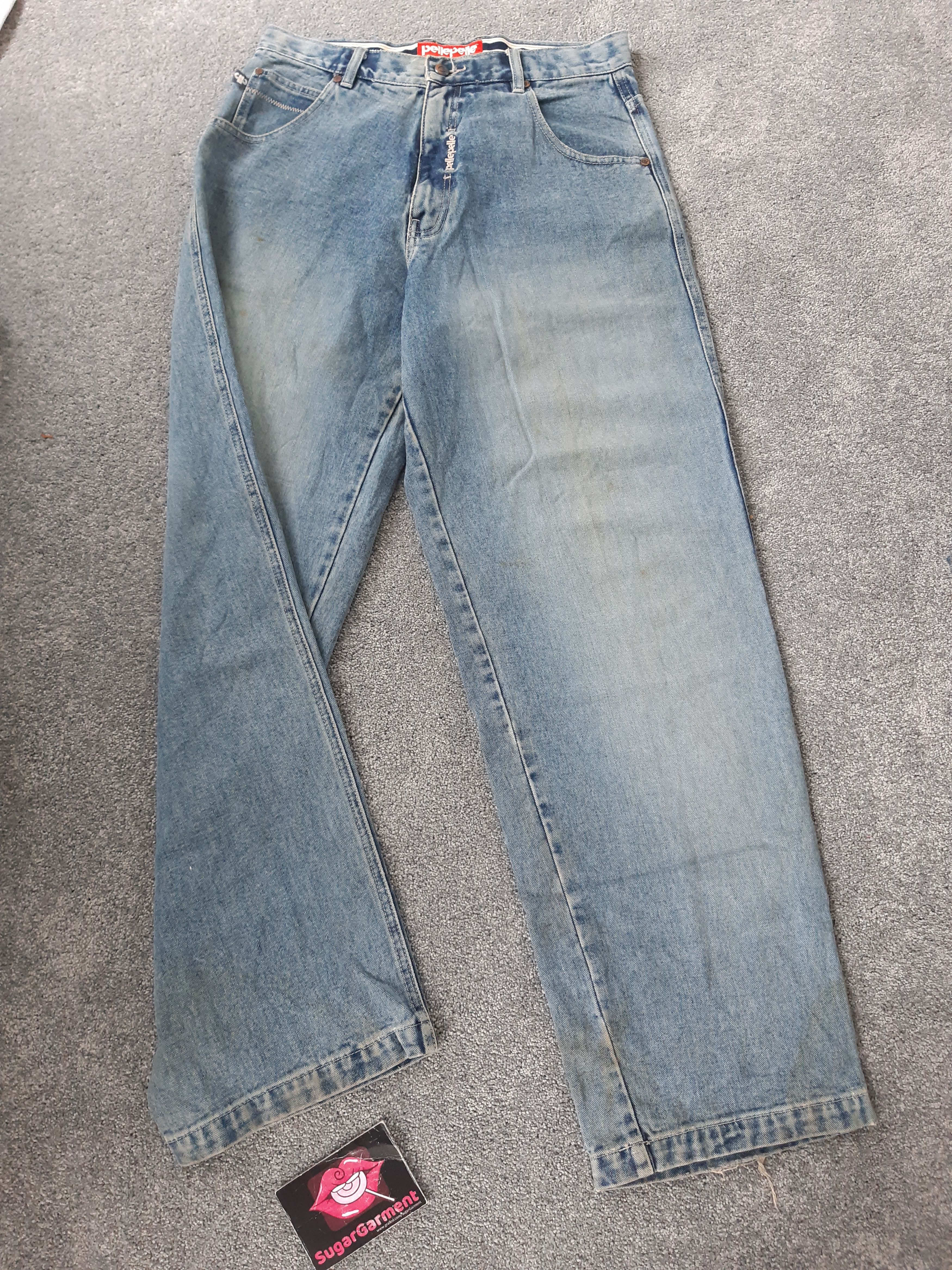 image of Marc Buchanan x Pelle Pelle Baggy Jeans in Washed Blue, Men's (Size 32)