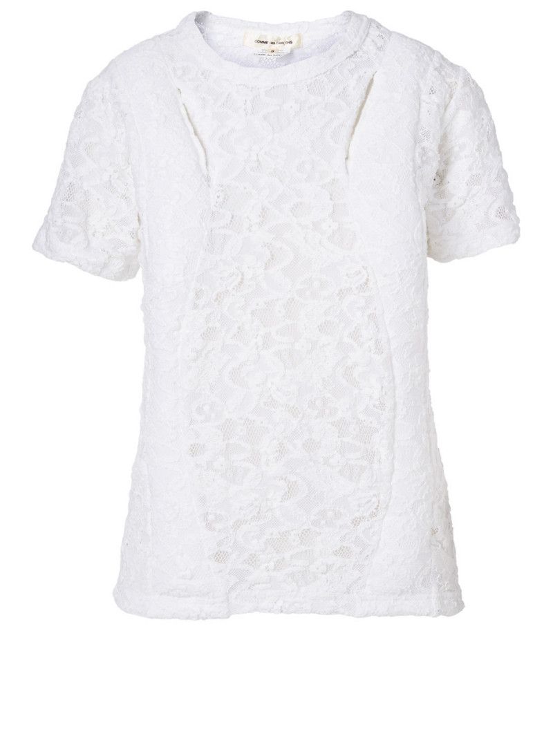 image of Ss20 Comme Des Garcons Lace Tshirt M in White, Women's (Size Medium)