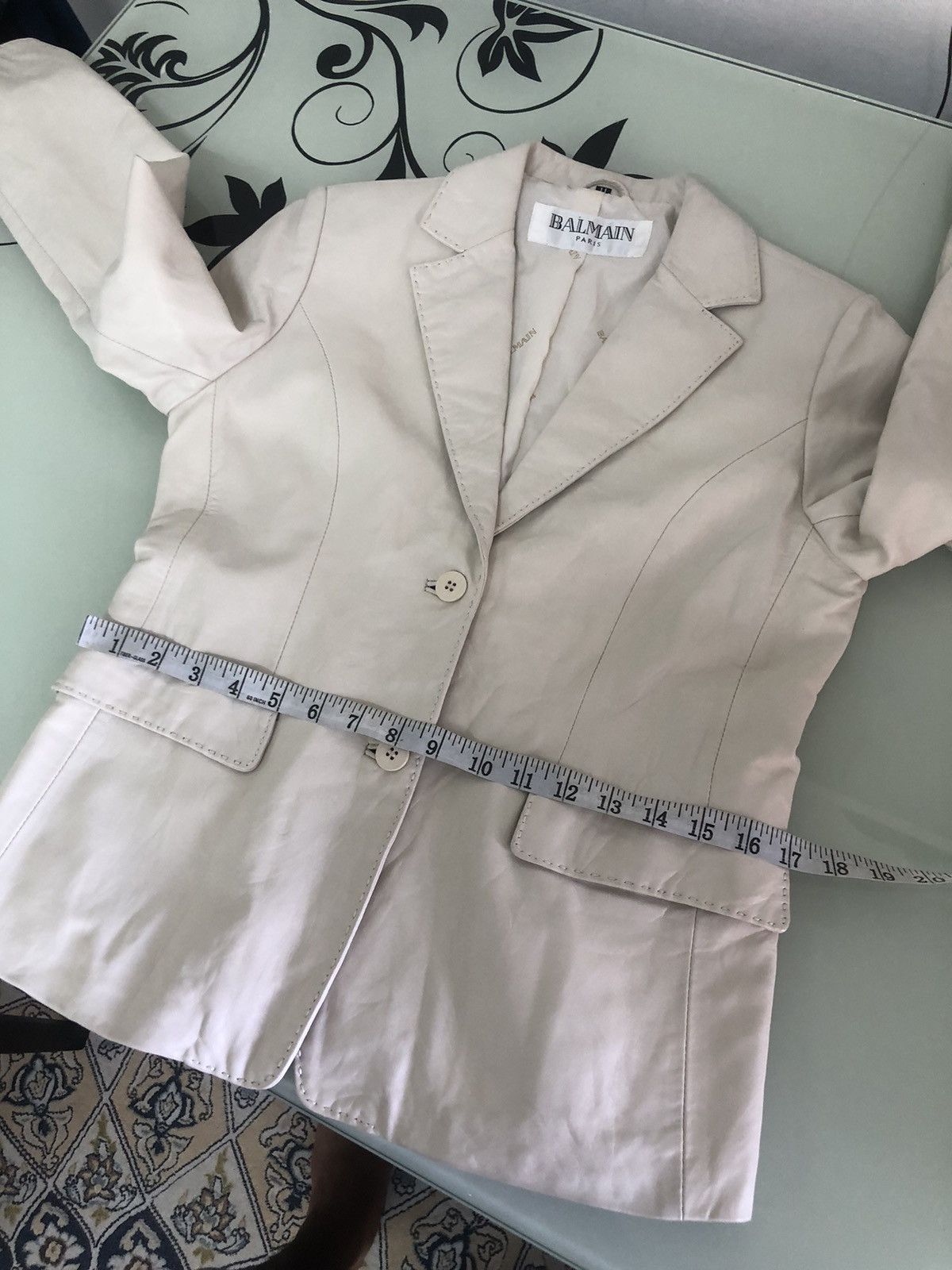 Balmain Vtg Balmain Paris Leather Cream Single Breasted Blazer Size M / US 6-8 / IT 42-44 - 22 Thumbnail