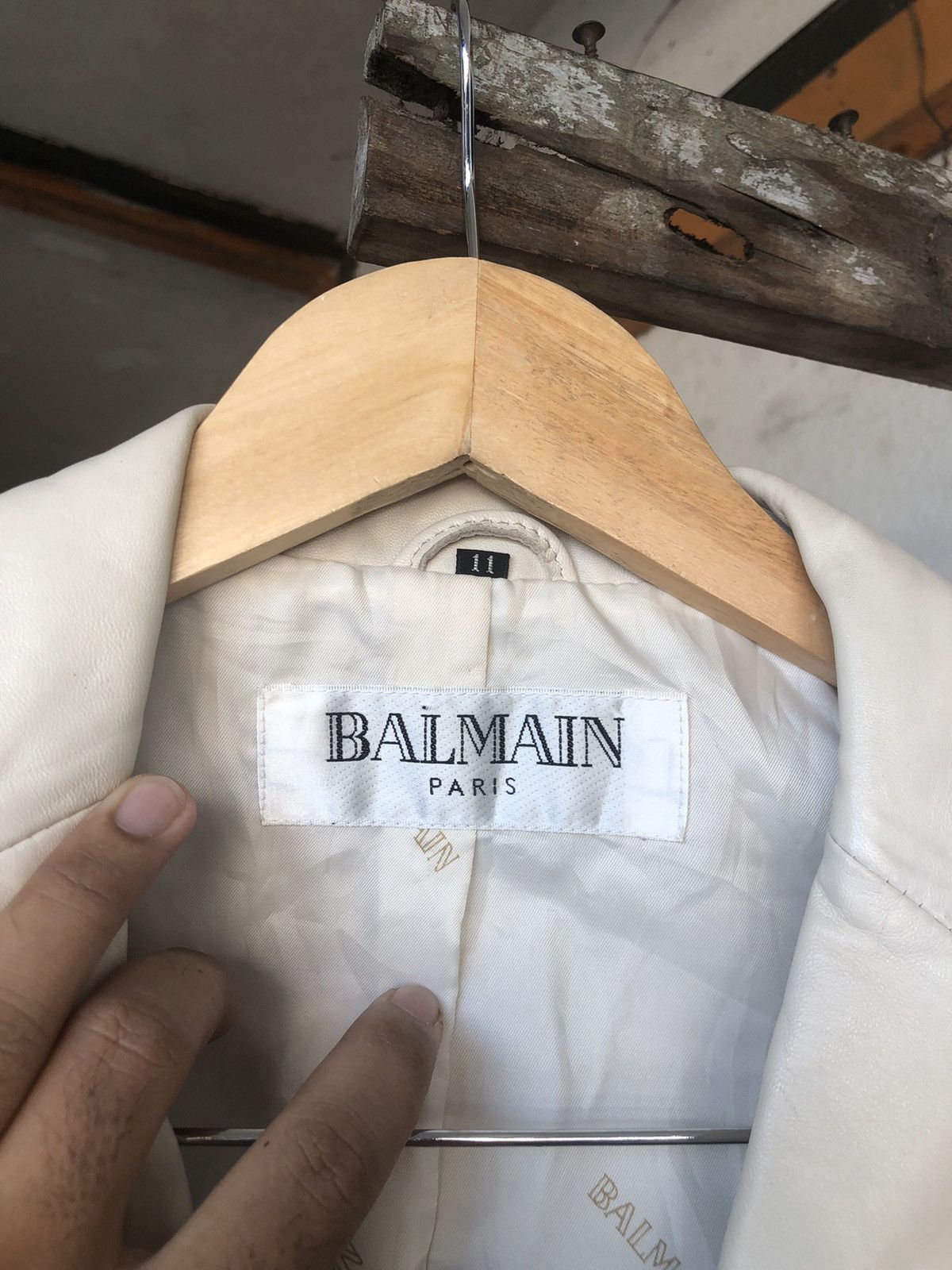 Balmain Vtg Balmain Paris Leather Cream Single Breasted Blazer Size M / US 6-8 / IT 42-44 - 7 Thumbnail