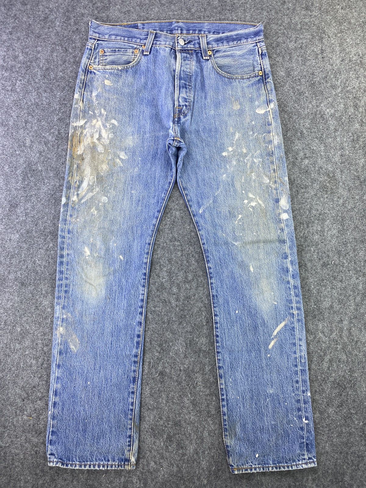 VINTAGE LEVIS 501 PAINTED BLUE WASH JEANS - J658