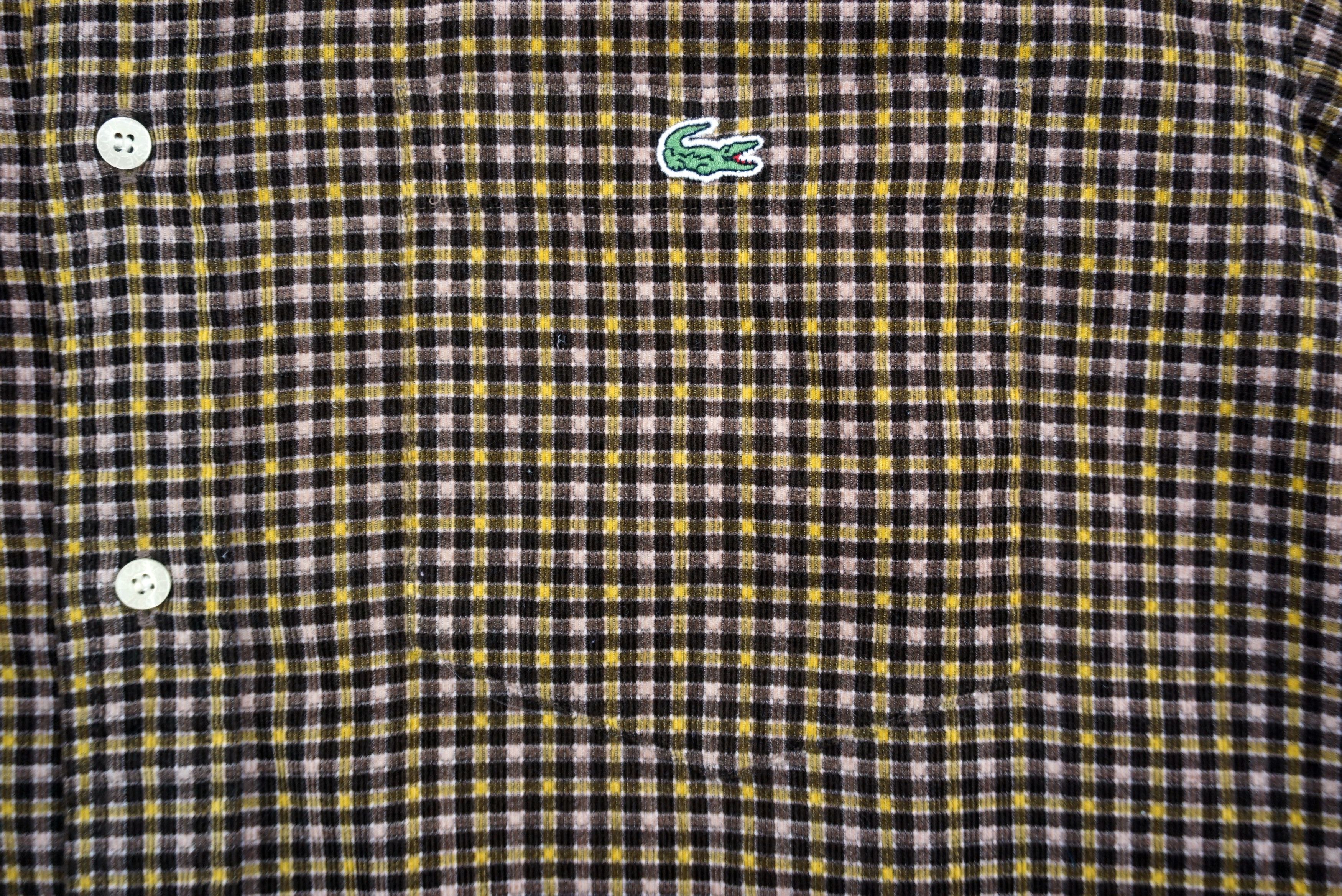 Lacoste Corduroy Button Down Casual Cords Gingham Plaid Shirt Size US L / EU 52-54 / 3 - 3 Thumbnail