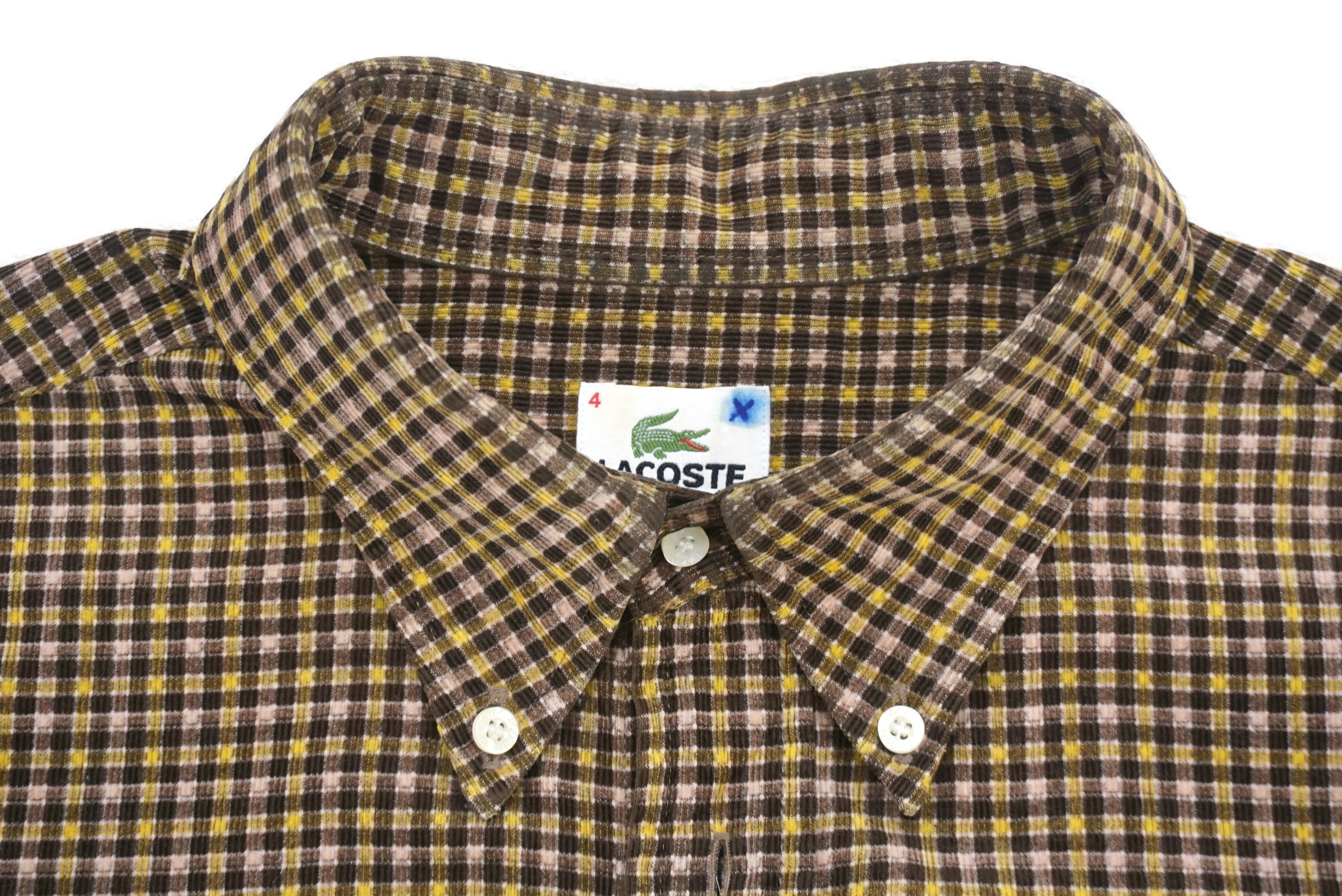 Lacoste Corduroy Button Down Casual Cords Gingham Plaid Shirt Size US L / EU 52-54 / 3 - 9 Thumbnail