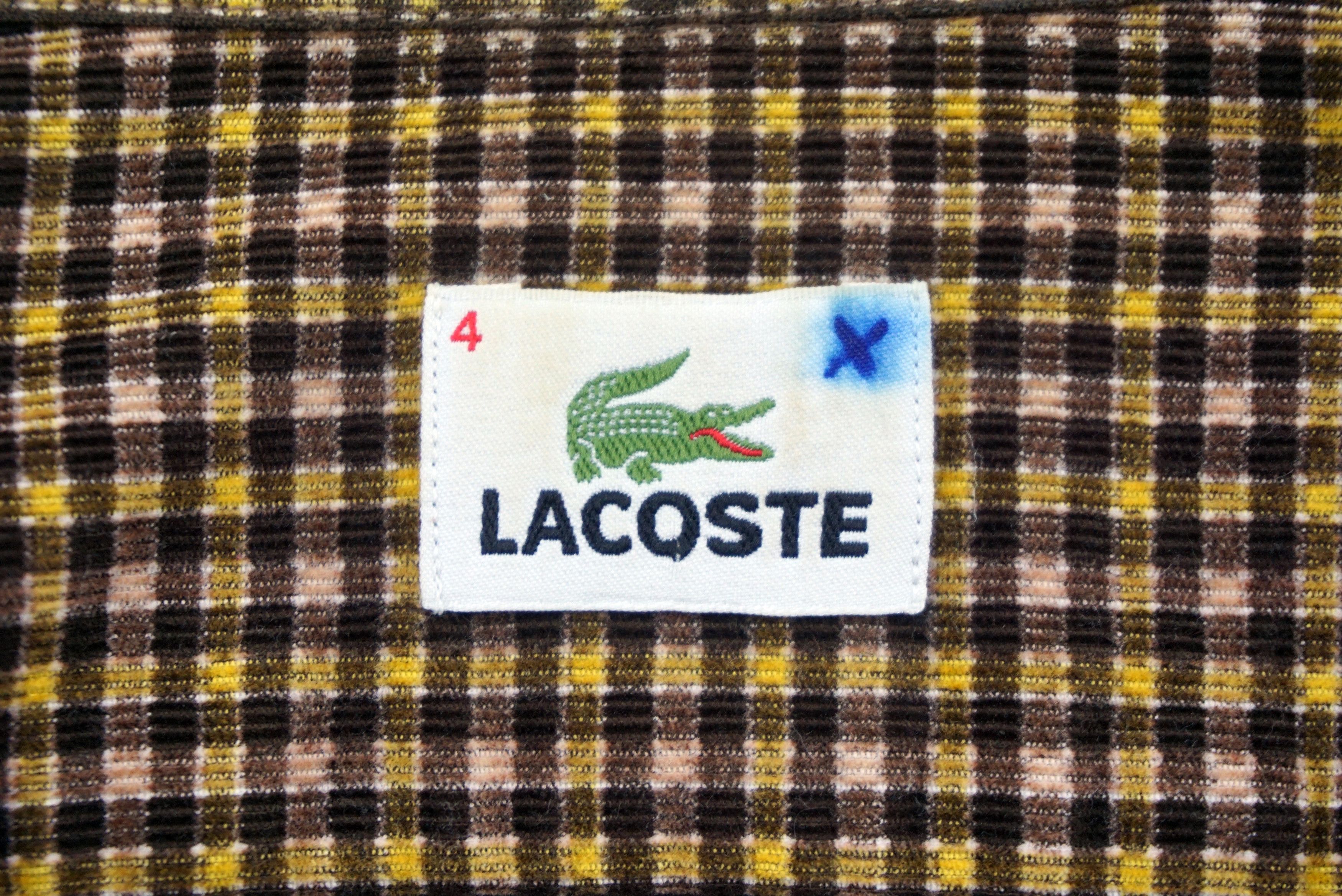 Lacoste Corduroy Button Down Casual Cords Gingham Plaid Shirt Size US L / EU 52-54 / 3 - 10 Thumbnail
