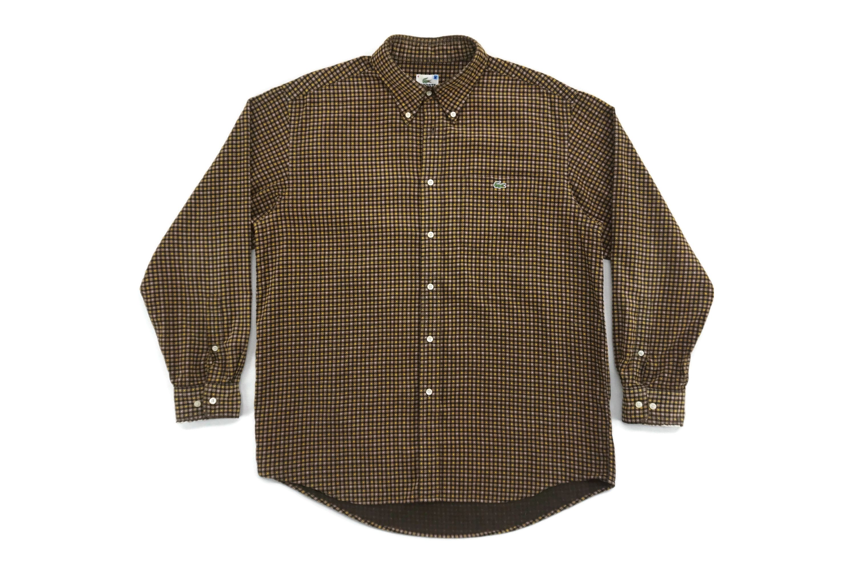 Lacoste Corduroy Button Down Casual Cords Gingham Plaid Shirt Size US L / EU 52-54 / 3 - 1 Thumbnail