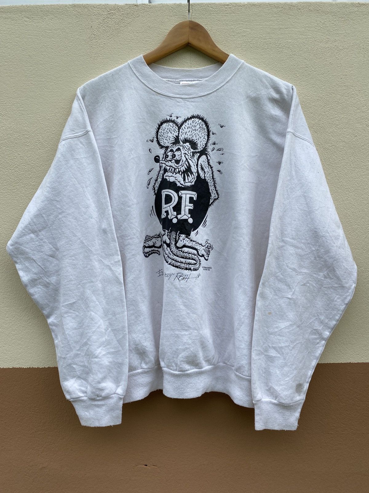 Vintage OG 1993 Mooneyes Rat Fink Ed Roth Pullover Sweatshirt Size US L / EU 52-54 / 3 - 1 Thumbnail