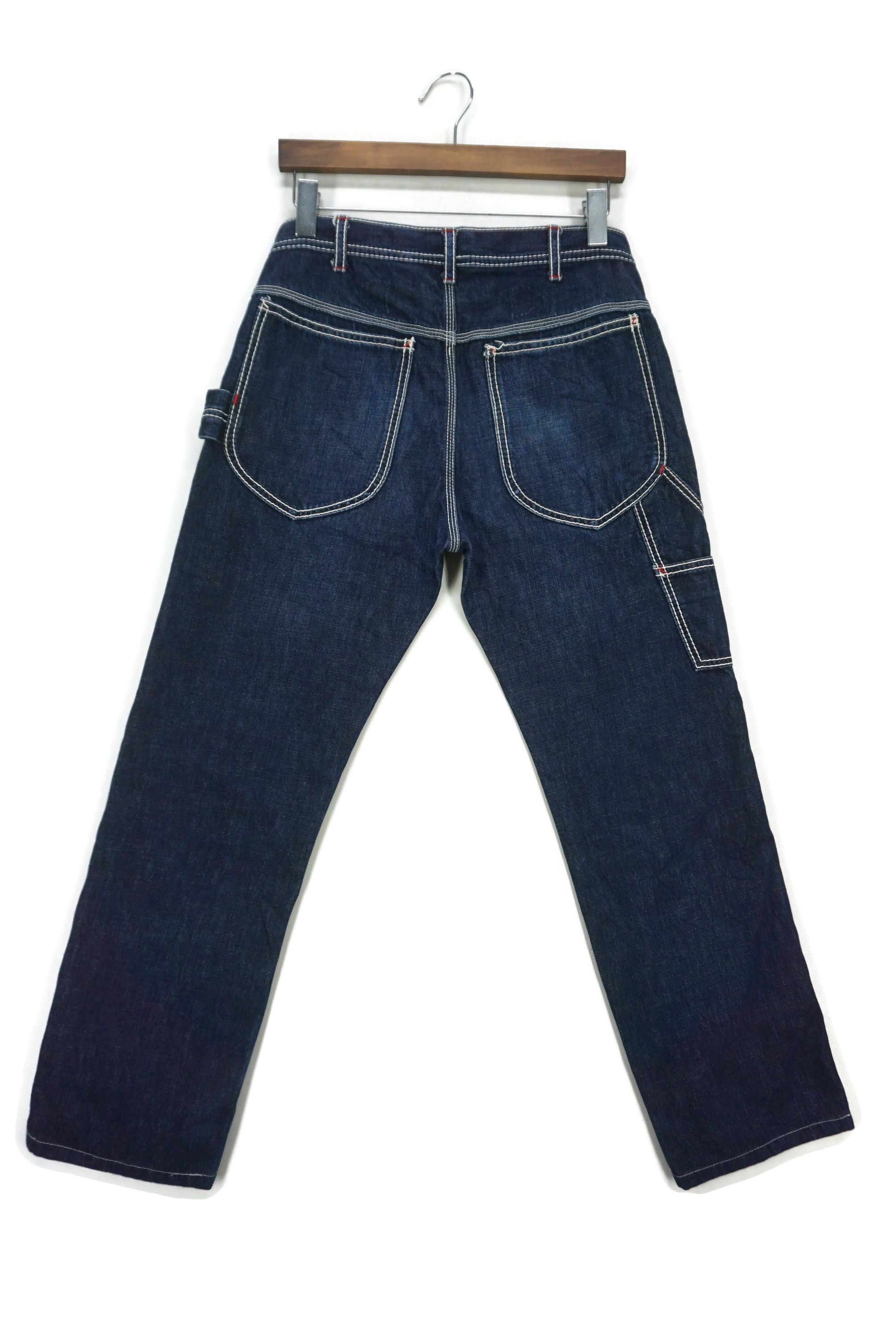 image of Beams Plus x Workers Tapered Carpenter Jeans Relaxed Fit Hickory Dungarees Pants in Blue, Women's (