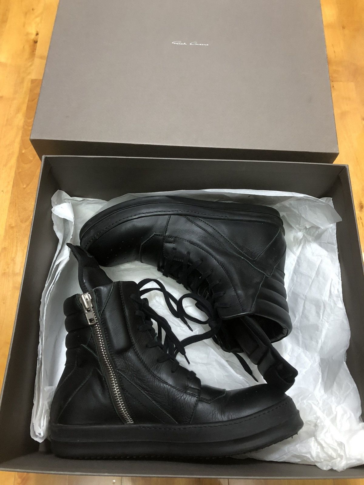 Rick Owens Rick owens geobasket all black sz 41 | Grailed