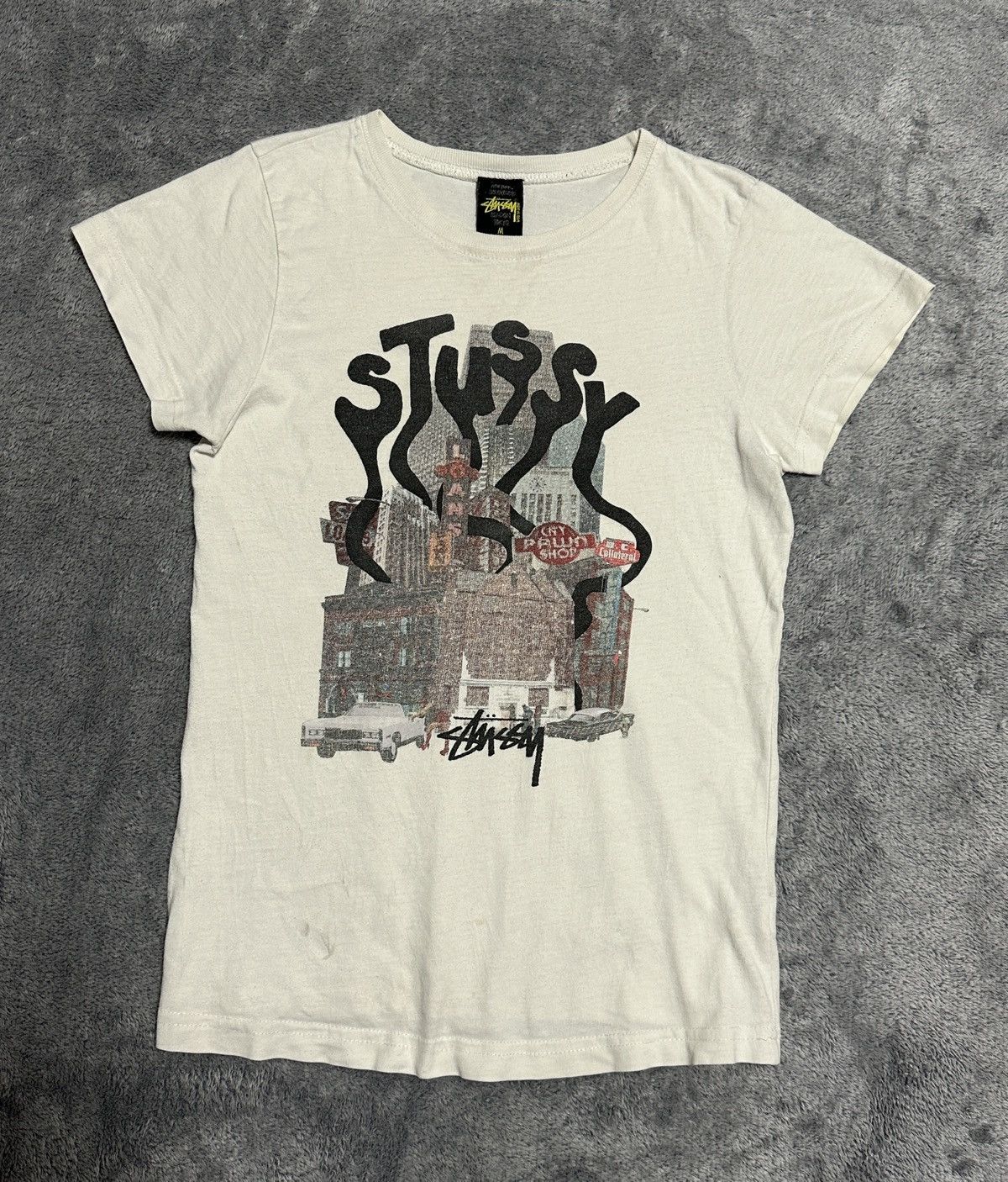 Vintage Stussy Gang City Distressed T-Shirt Japan Style
