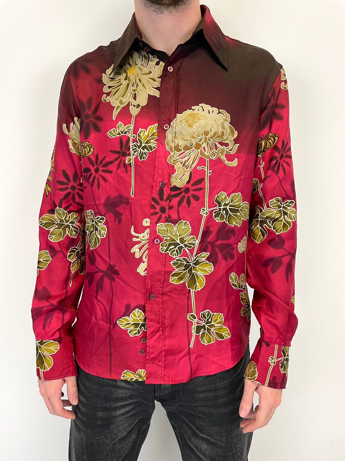 Gucci SS2001 Tom Ford Chrysanthemum floral Print Silk Shirt rare Size US M / EU 48-50 / 2 - 1 Preview