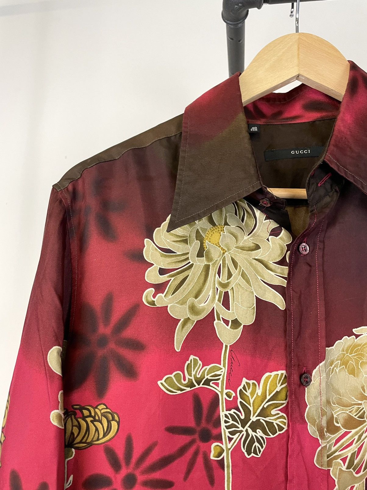 Gucci SS2001 Tom Ford Chrysanthemum floral Print Silk Shirt rare Size US M / EU 48-50 / 2 - 3 Thumbnail