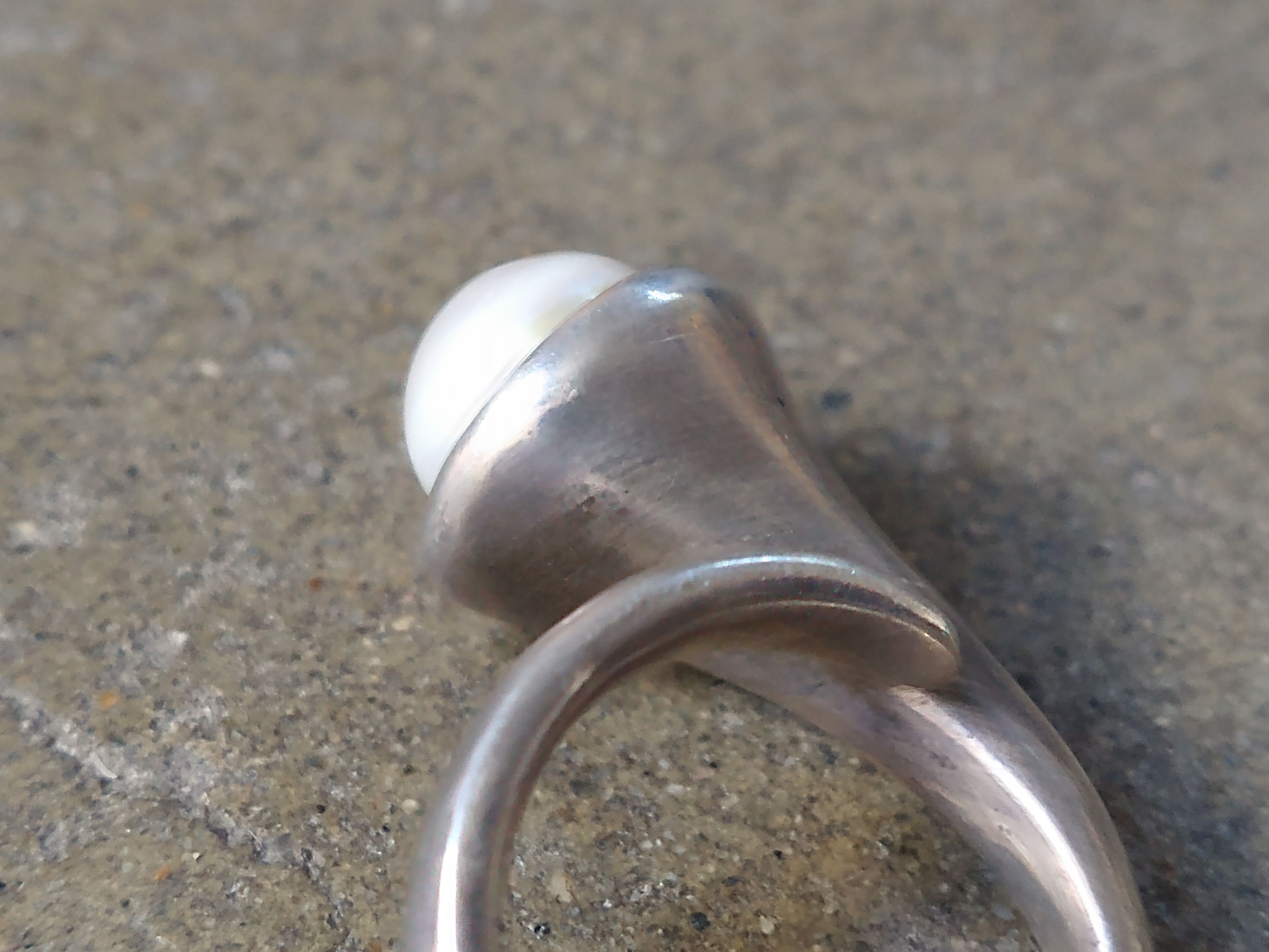 Other Vintage Sterling Silver Ring Pearl Size 8 Modern Abstract Size ONE SIZE - 9 Thumbnail