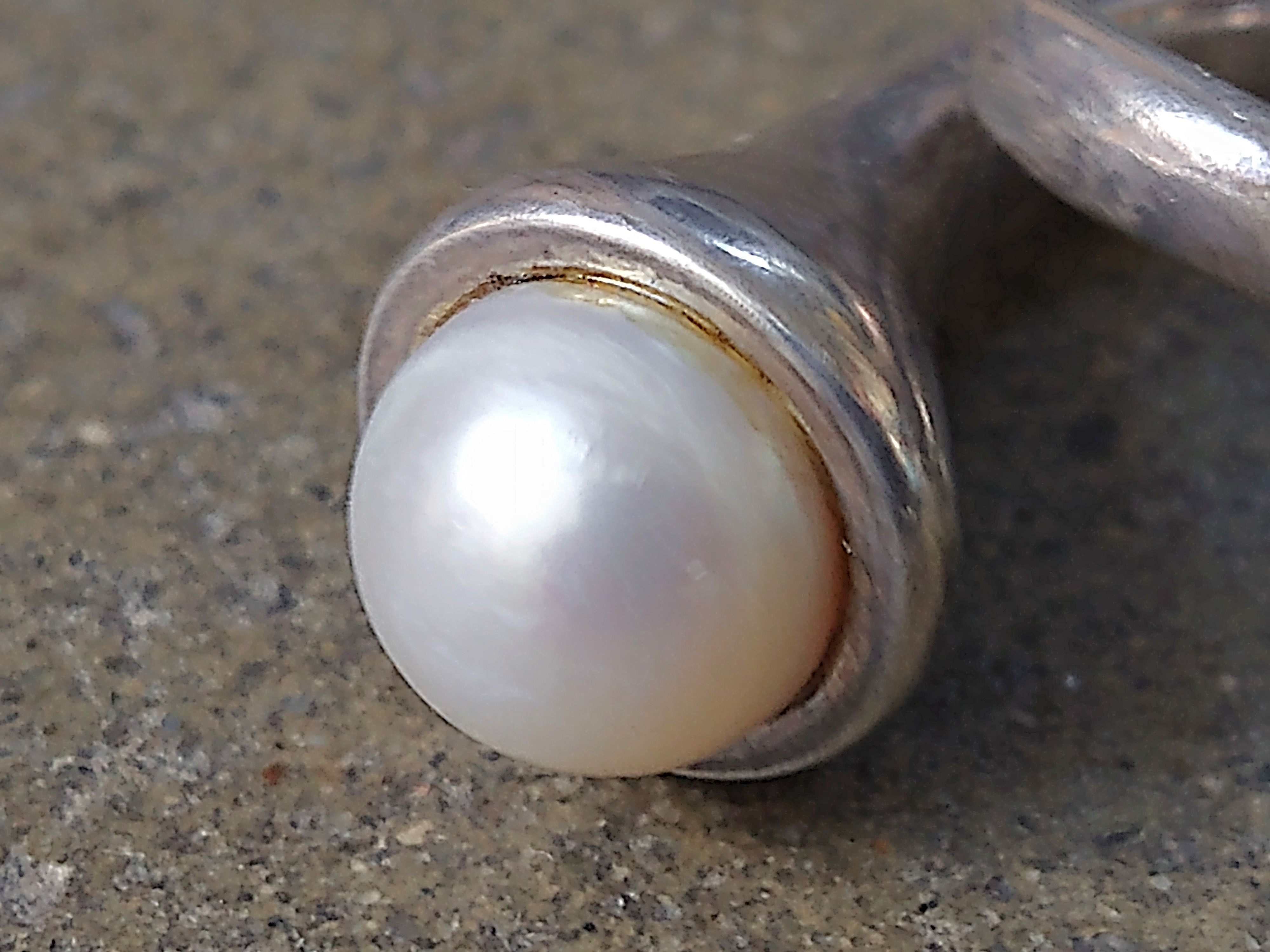 Other Vintage Sterling Silver Ring Pearl Size 8 Modern Abstract Size ONE SIZE - 14 Thumbnail