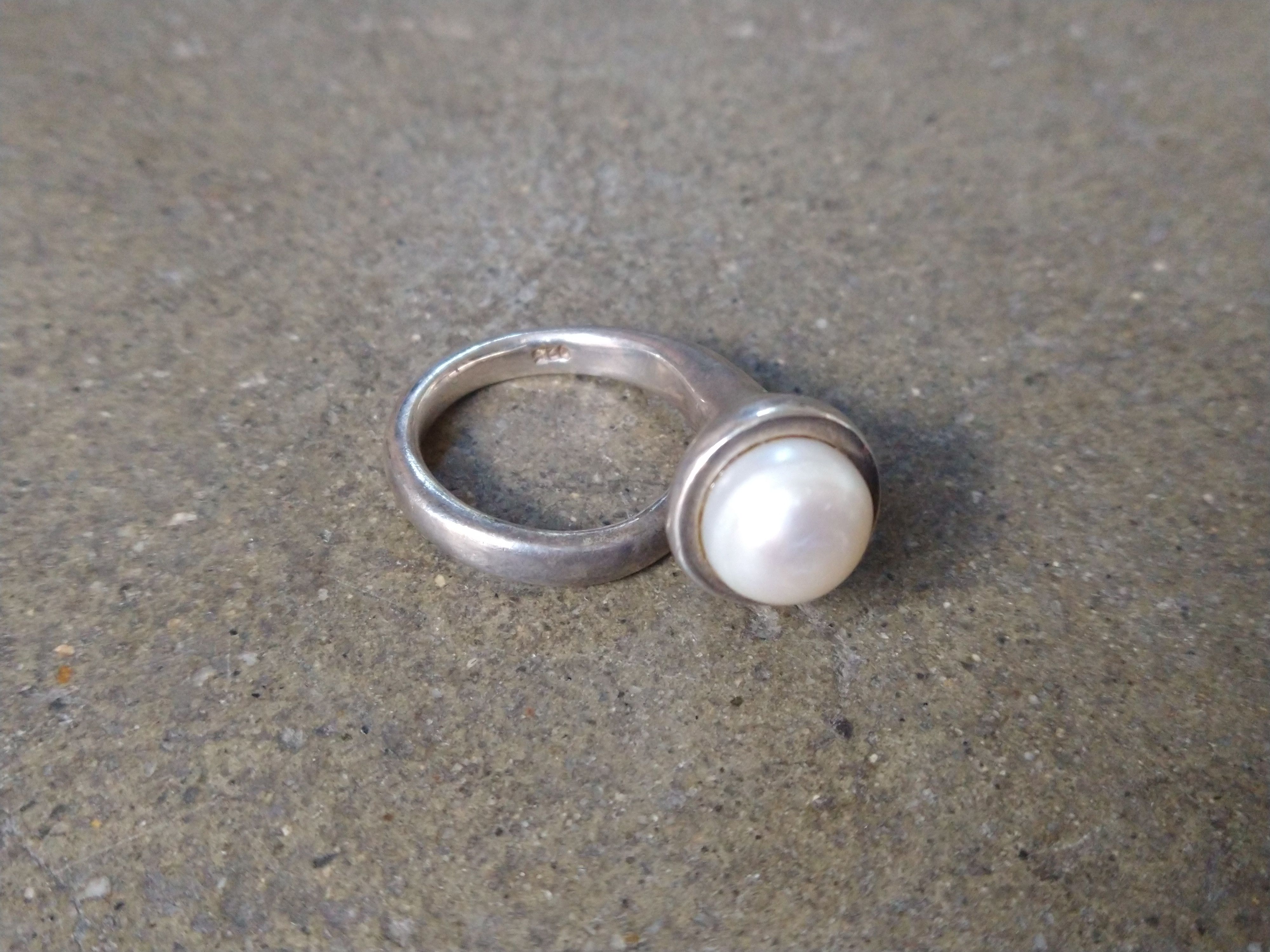 Other Vintage Sterling Silver Ring Pearl Size 8 Modern Abstract Size ONE SIZE - 2 Thumbnail