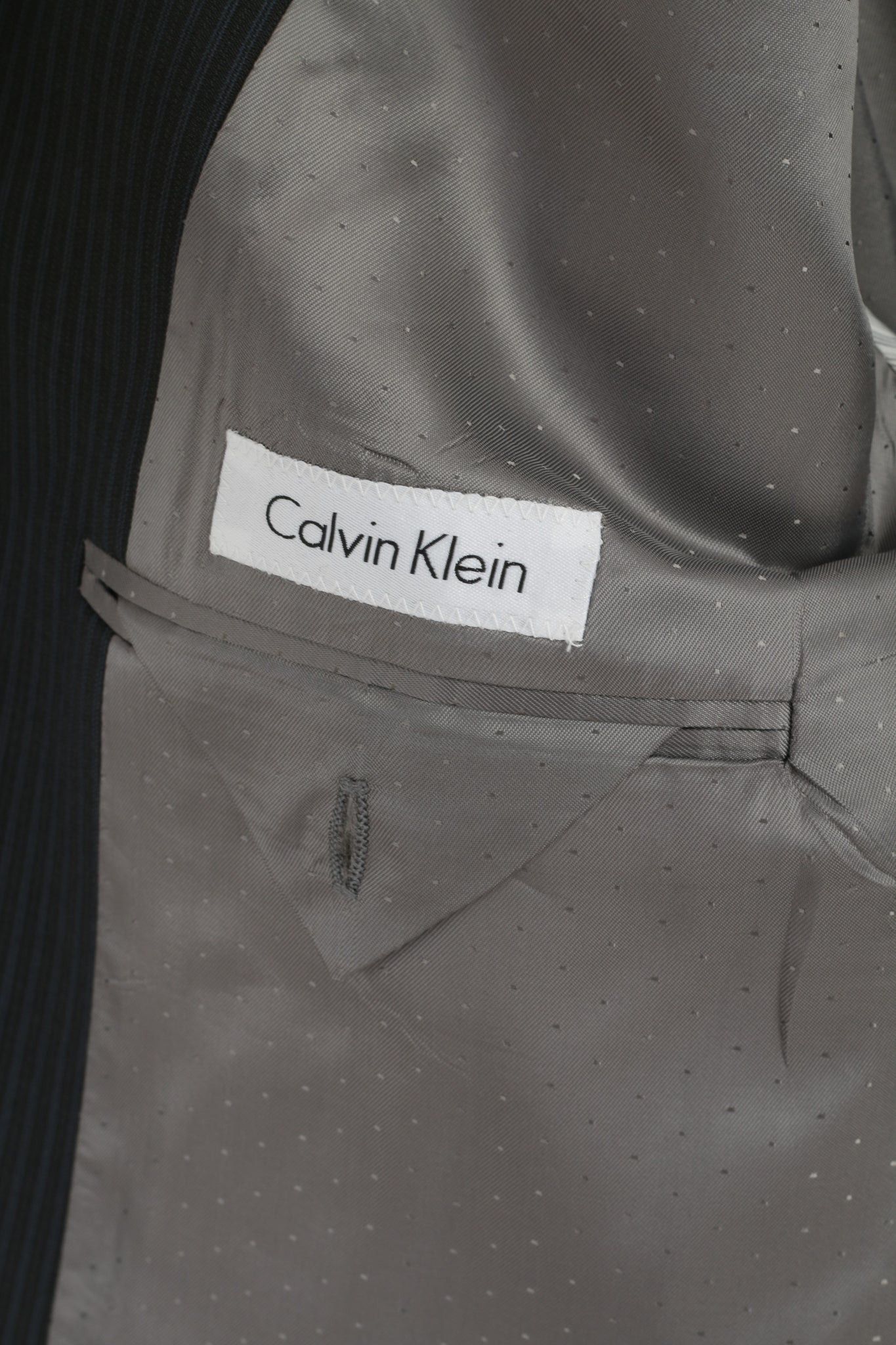 Calvin Klein Calvin Klein Men 44 Jacket Navy Striped Blazer 0150 Size 44R - 6 Thumbnail