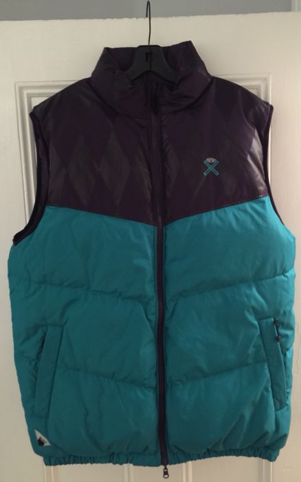 Very Rare 10 Deep Amsterdam Ave reversible puffy vest teal purple XL ...