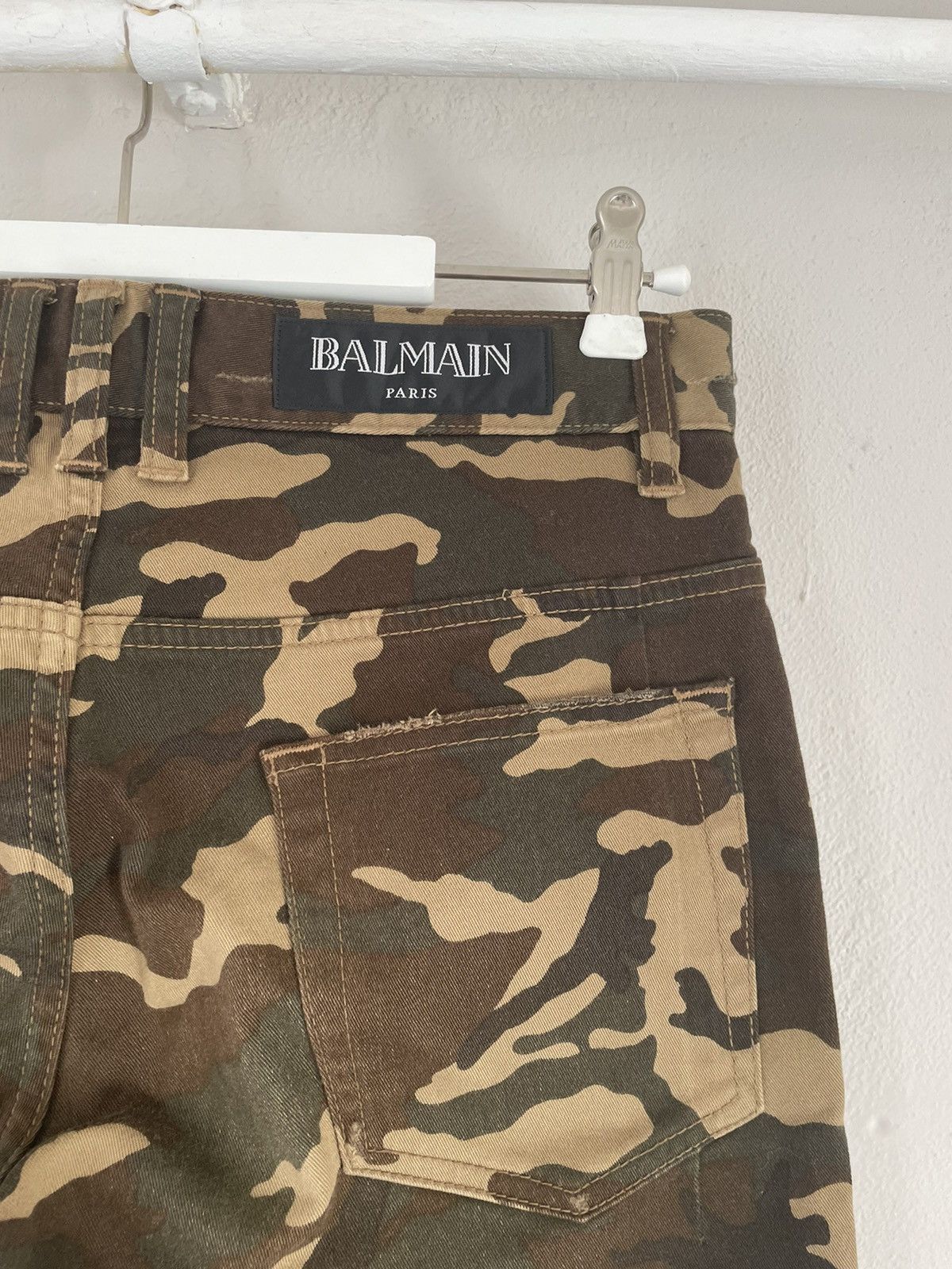 Balmain Destroyed Army Camo Biker Jeans Size US 28 / EU 44 - 3 Thumbnail