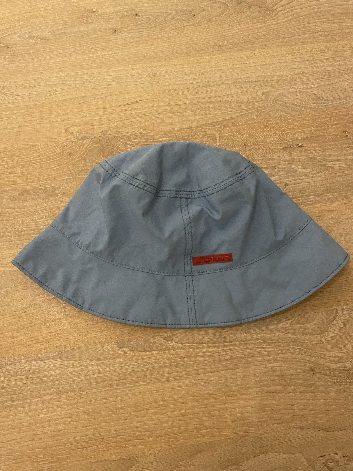 Prada Nylon Logo Bucket Hat Rosso