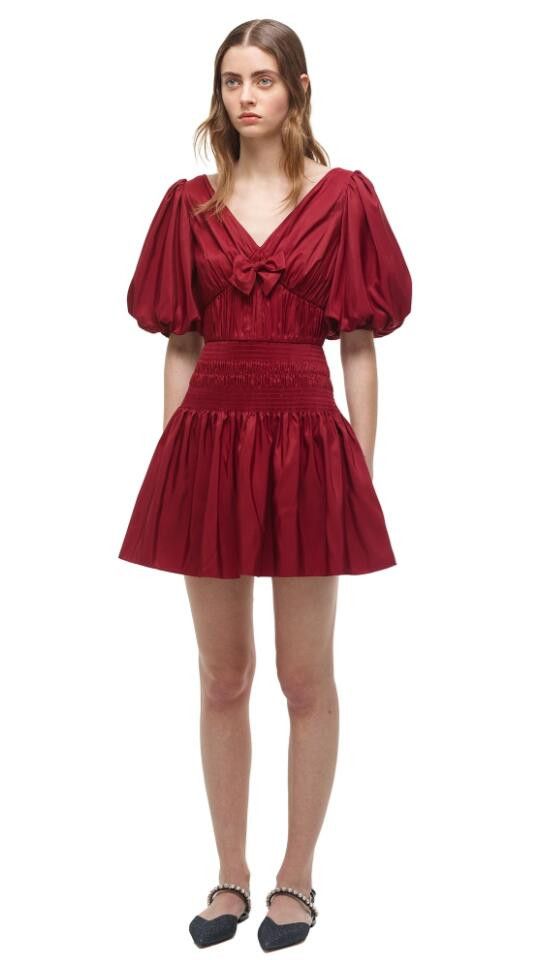 Self-Portrait BNWT AW21 SELF-PORTRAIT TAFFETA PUFF SLEEVE MINI DRESS 10 Size L / US 10 / IT 46 - 12 Thumbnail