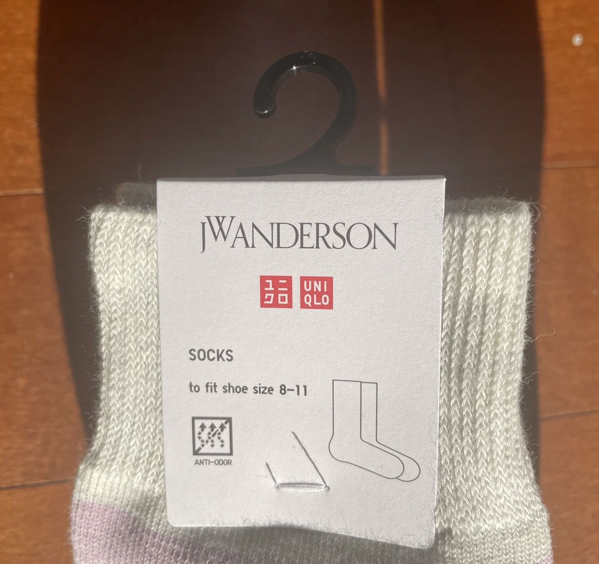 JW Anderson × Uniqlo Pink Gray Lined Color Block Socks Dress Line Crew White Logo Size ONE SIZE - 7 Thumbnail