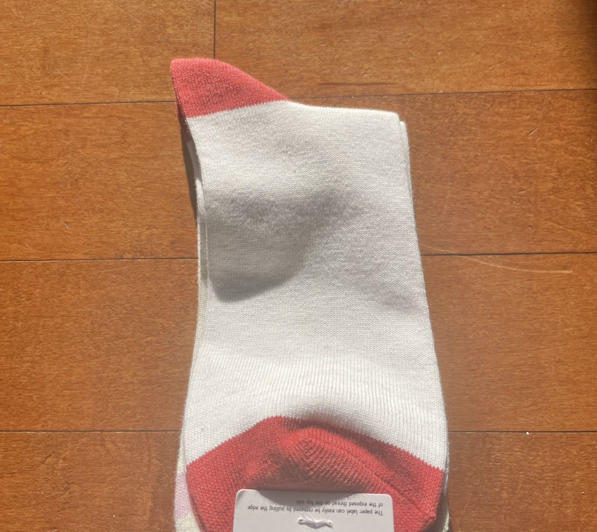 JW Anderson × Uniqlo Pink Gray Lined Color Block Socks Dress Line Crew White Logo Size ONE SIZE - 8 Thumbnail