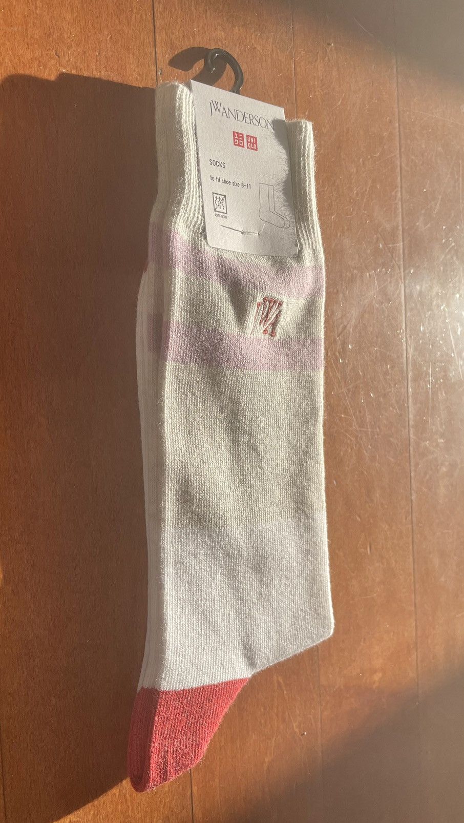 JW Anderson × Uniqlo Pink Gray Lined Color Block Socks Dress Line Crew White Logo Size ONE SIZE - 3 Thumbnail